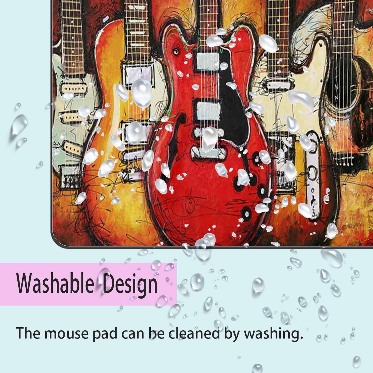 Custom Gaming Mouse Pad with Non-Slip Rubber Base - Tapestry Guitar Design Mousepad & Coaster Set for PC, Laptop, Office & Gaming - Perfect for Work, Gaming & Home Computer Setup