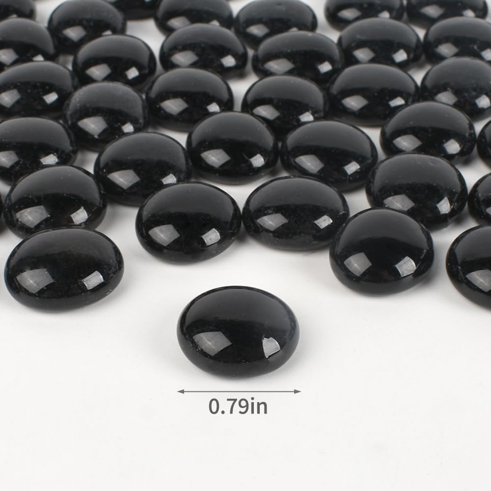 1 lb Flat Glass Marbles - Black Flat Bottom Glass Beads for Vase Filler, Aquarium Decor, Terrarium Pebbles | Perfect for Home Decor, Wedding Centerpieces & DIY Craft Projects