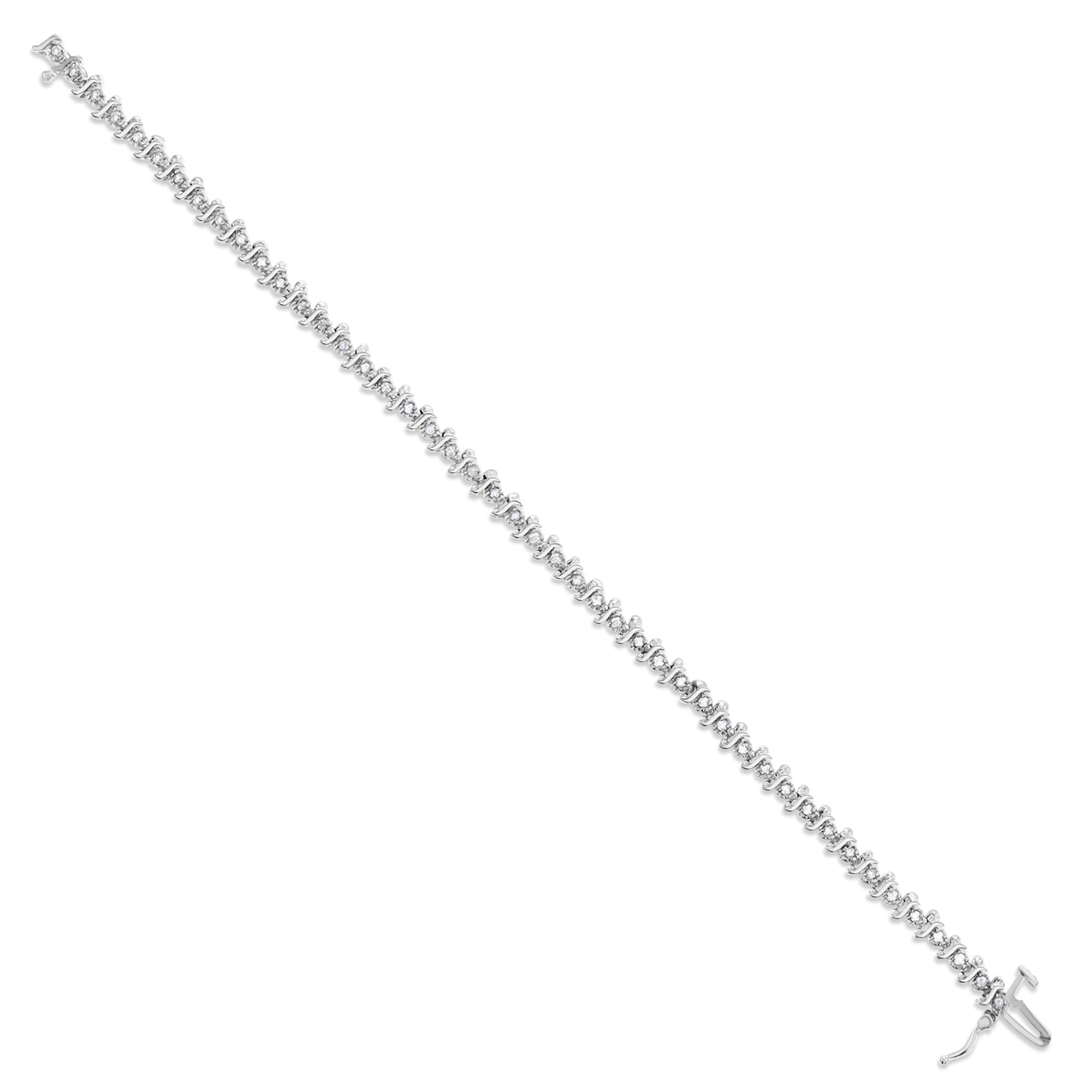1 Carat S Style Diamond Tennis Bracelet for Women - 14K White Gold Dainty Elegant Jewelry Gift for Anniversary, Wedding & Special Occasions