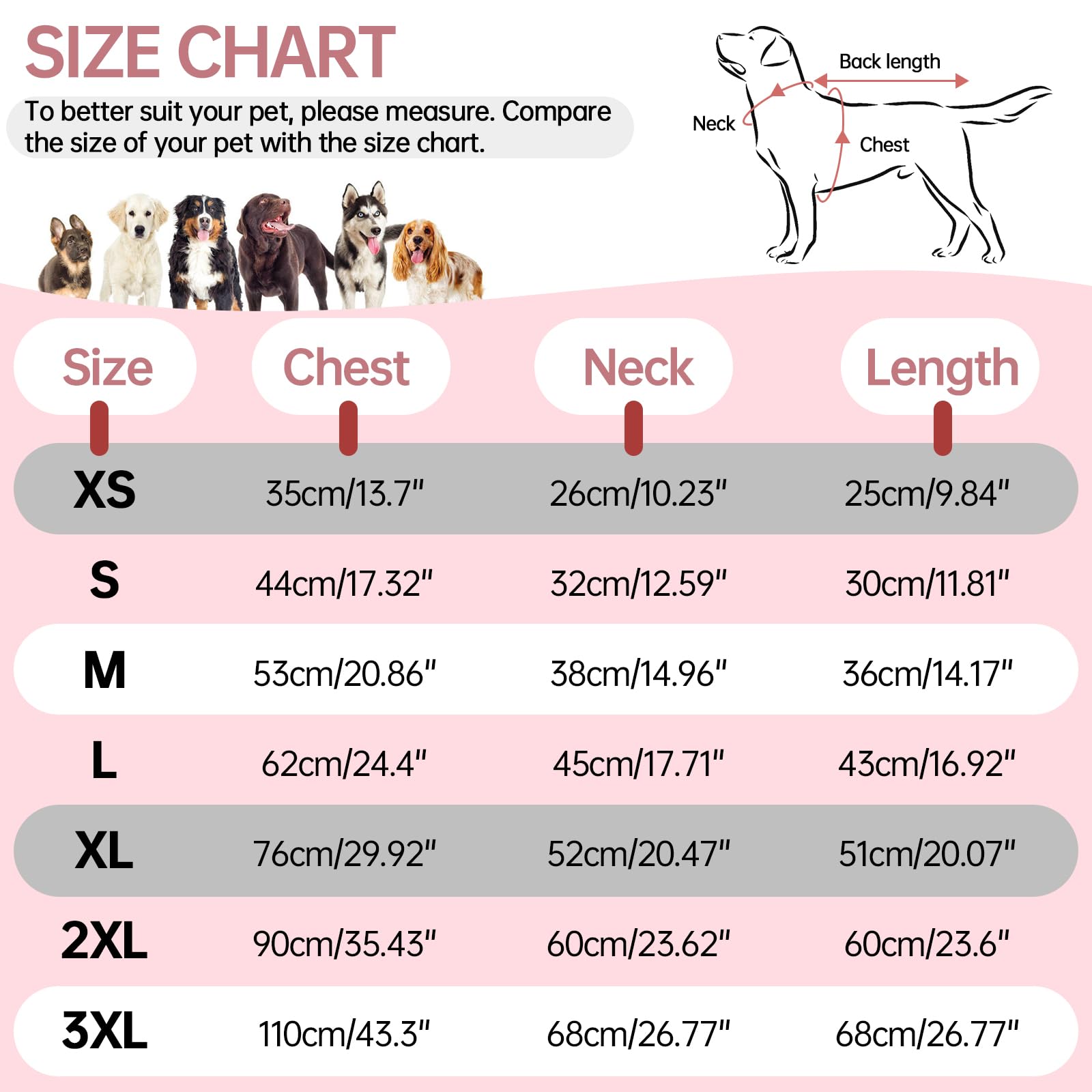 Waterproof Winter Dog Jackets for Large Breeds - XXXL Dog Coat with D-Ring & Back Zipper | Cold Weather Protection for Labrador, German Shepherd, Doberman | Pink Snowsuit for Outdoor Walks & Winter Adventures