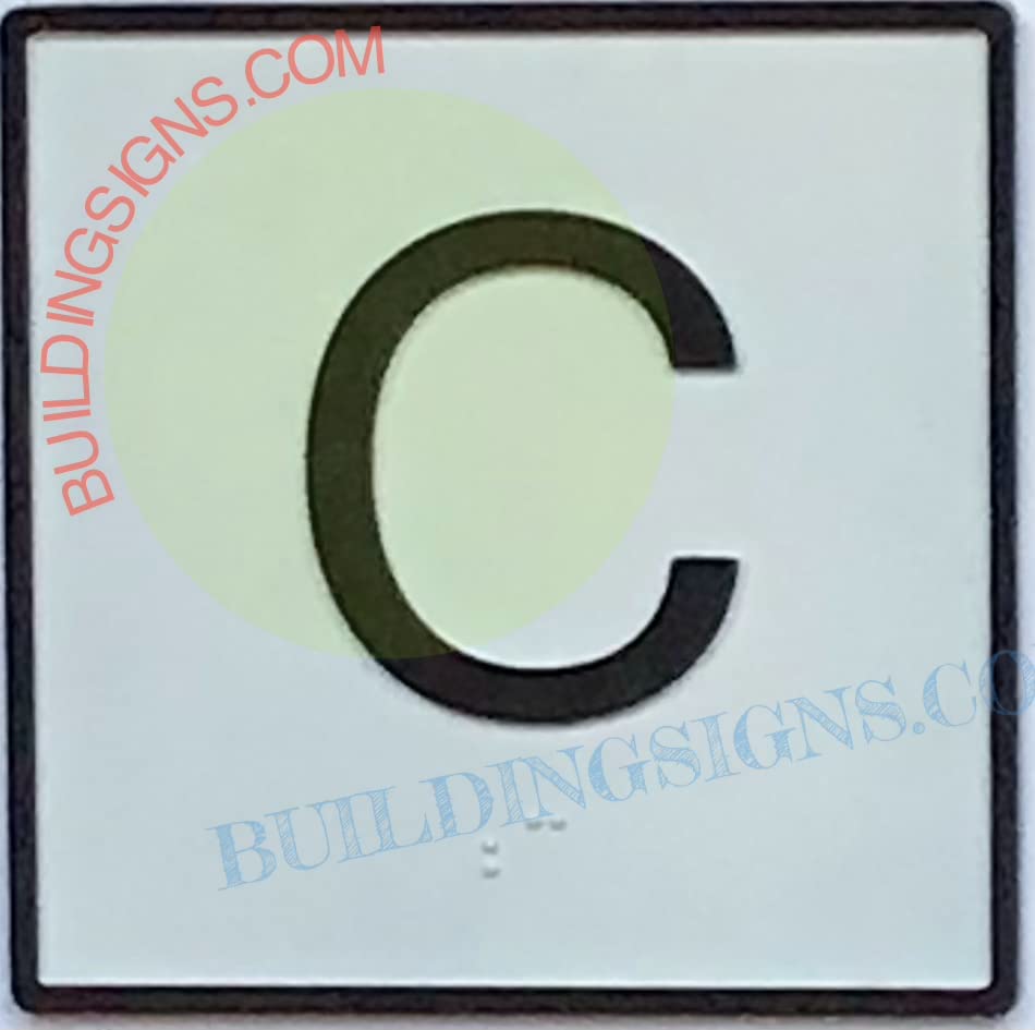Elevator Floor Number C Sign - Cast Iron JAMB Plate for Elevator with White Background (4x4 Inch) - Ideal for Basement, Parking & Multi-Level Buildings - The Iron Line