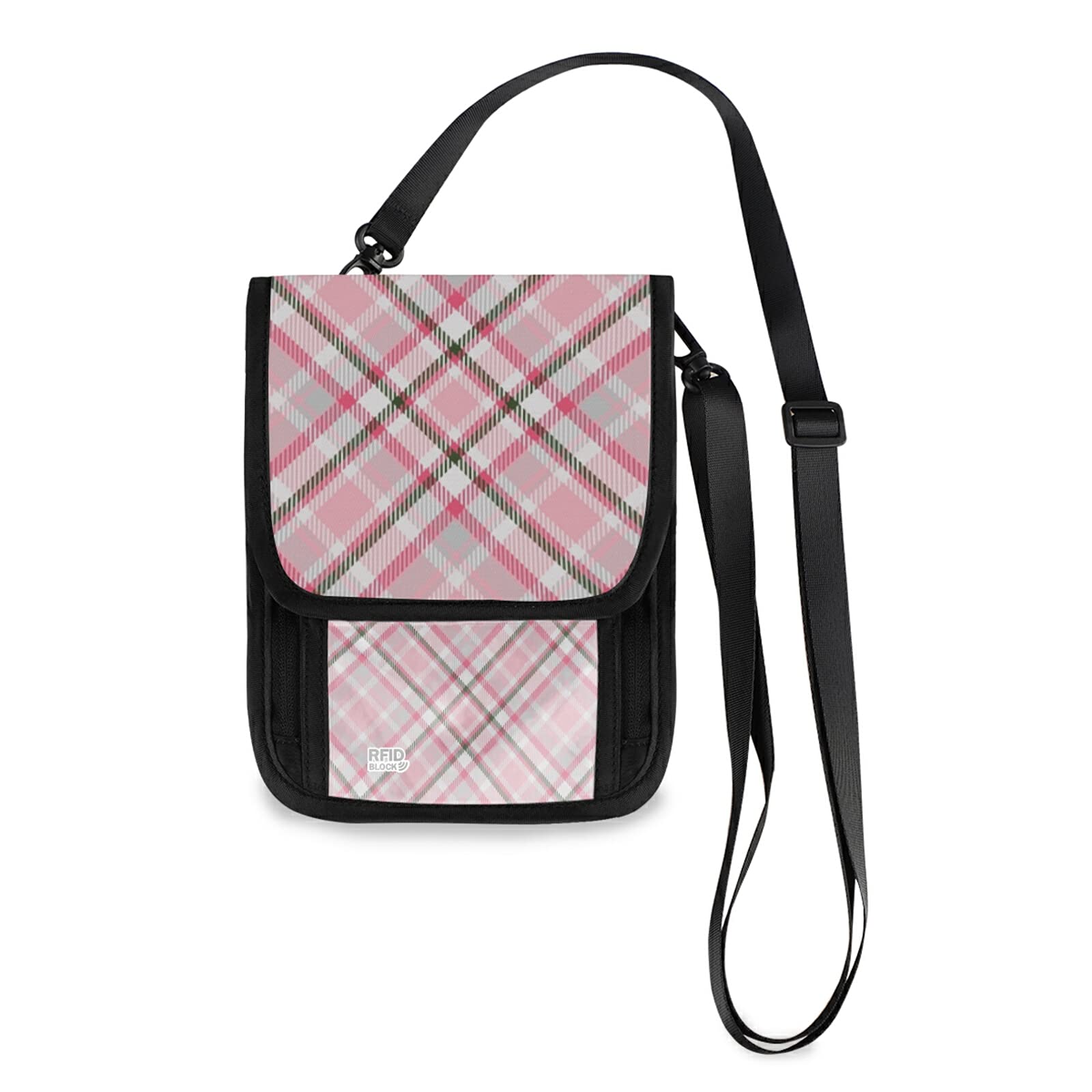 Vintage Pink Plaid Crossbody Phone Bag for Women - Travel & Daily Use