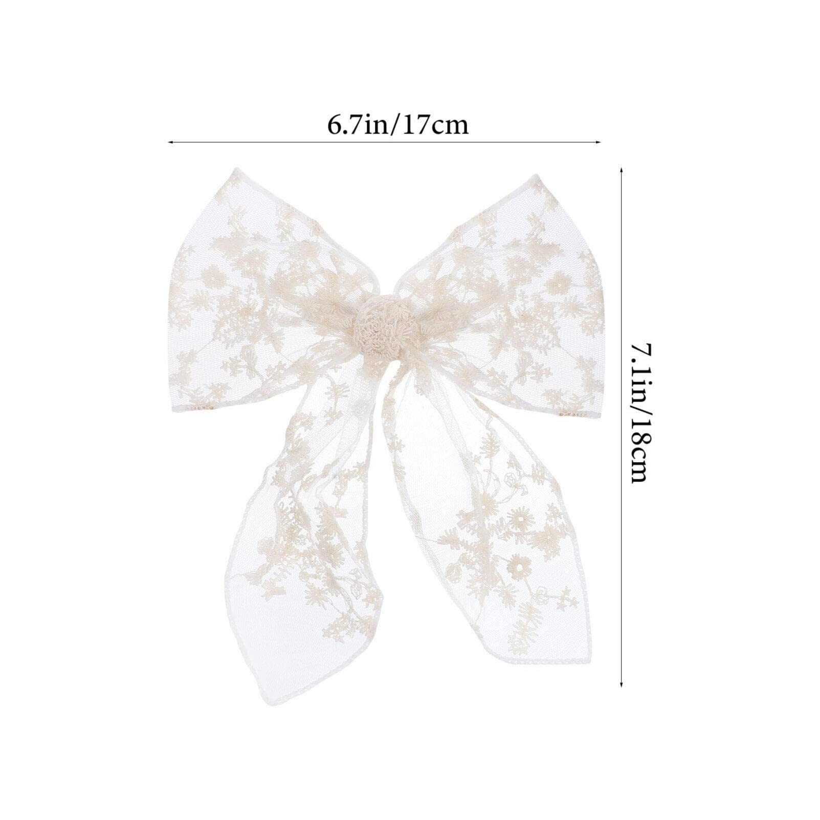 Embroidered Lace Hair Bows for Women & Girls - 2pcs Set for Parties & Weddings