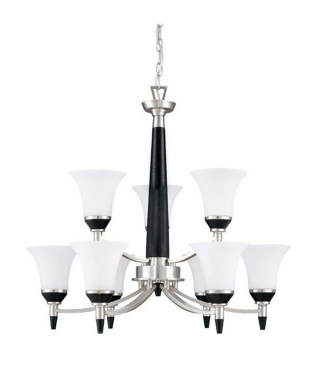 Nuvo Lighting 60 2456 Keen Collection 9-Light Energy Star Certified Fluorescent GU24 Chandelier in Brushed Nickel Finish - Perfect for Dining Rooms, Foyers & Modern Home Decor
