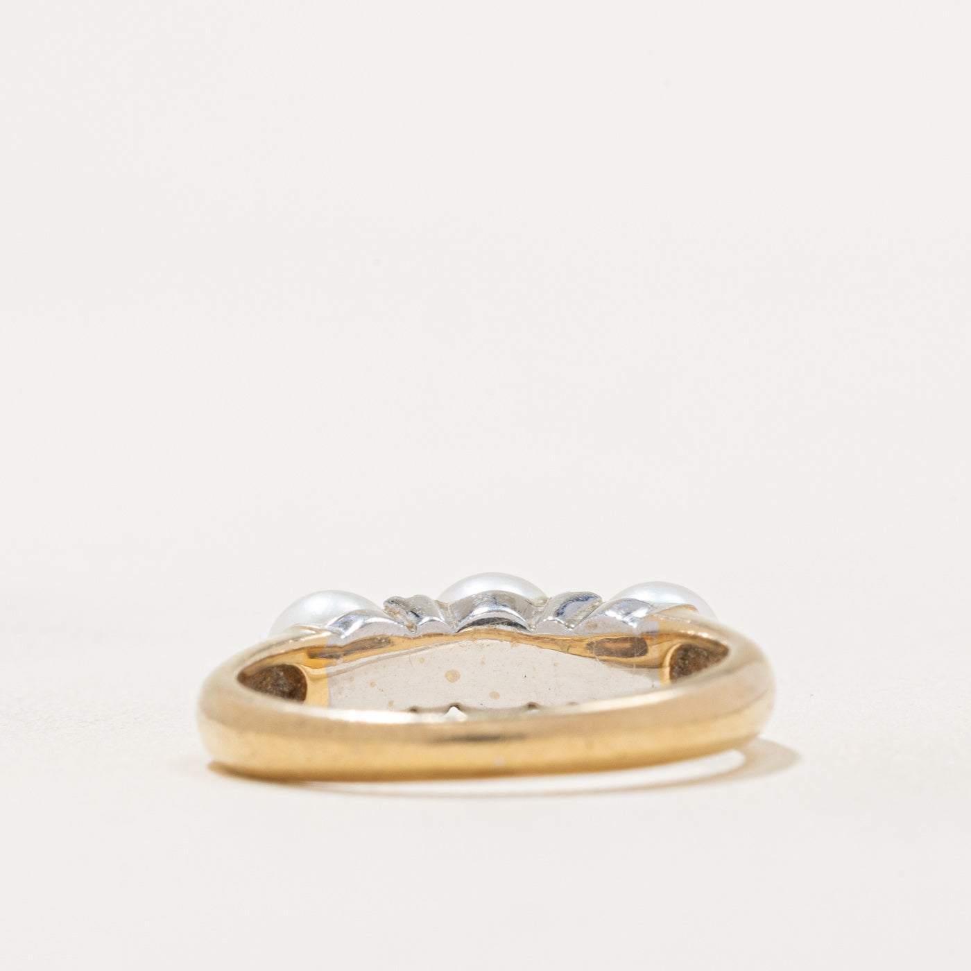 Exquisite Three Stone Pearl & Diamond Ring | 0.04ctw | Size 6.75 | Elegant Bridal Jewelry for Engagement, Wedding & Anniversary Gifts