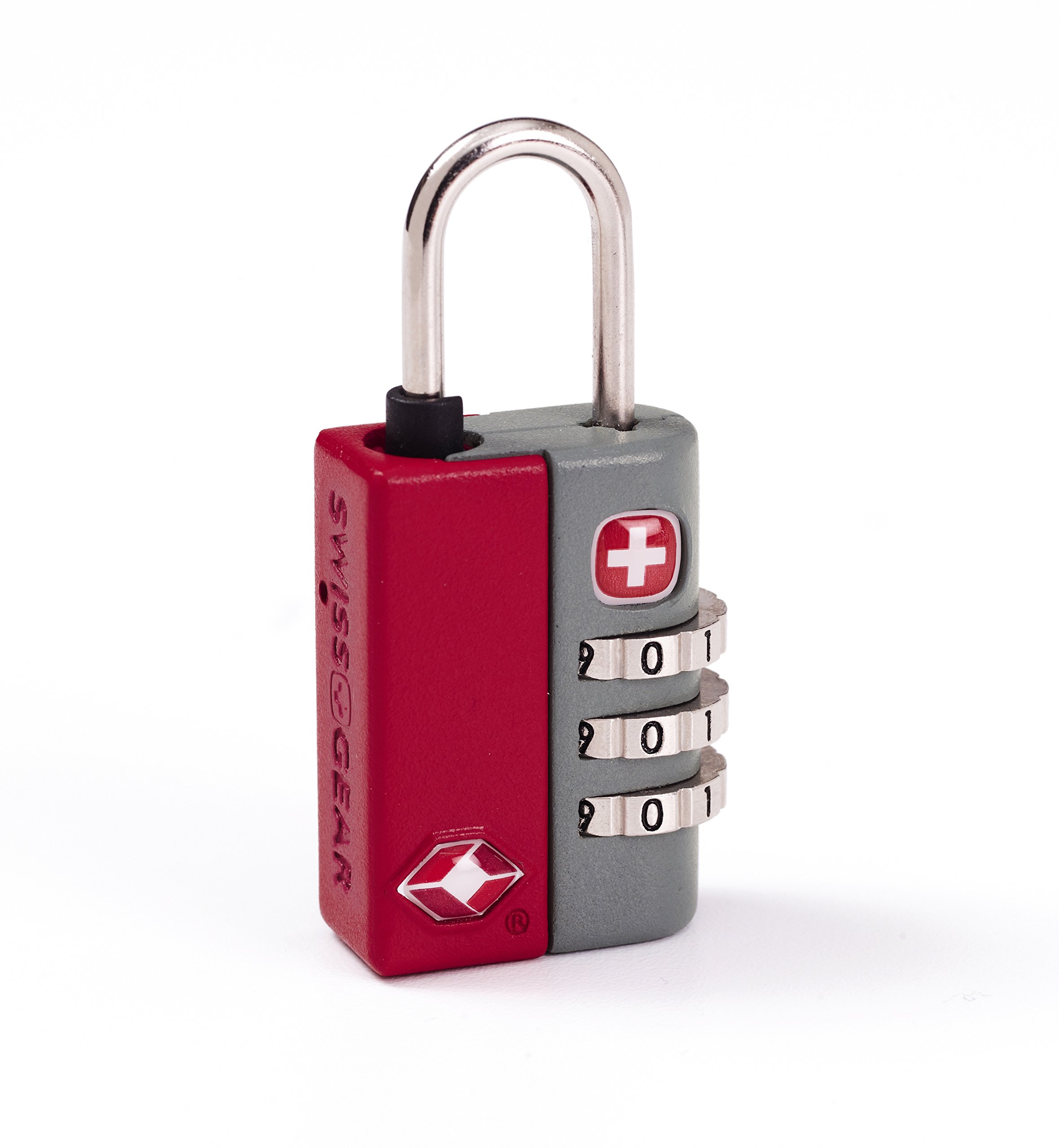 SwissGear TSA Approved Luggage Lock - Resettable Combination Lock with Security Indicator for Travel Bags & Suitcases - Ideal for Airports, Hotels & Cruise Vacations - Red