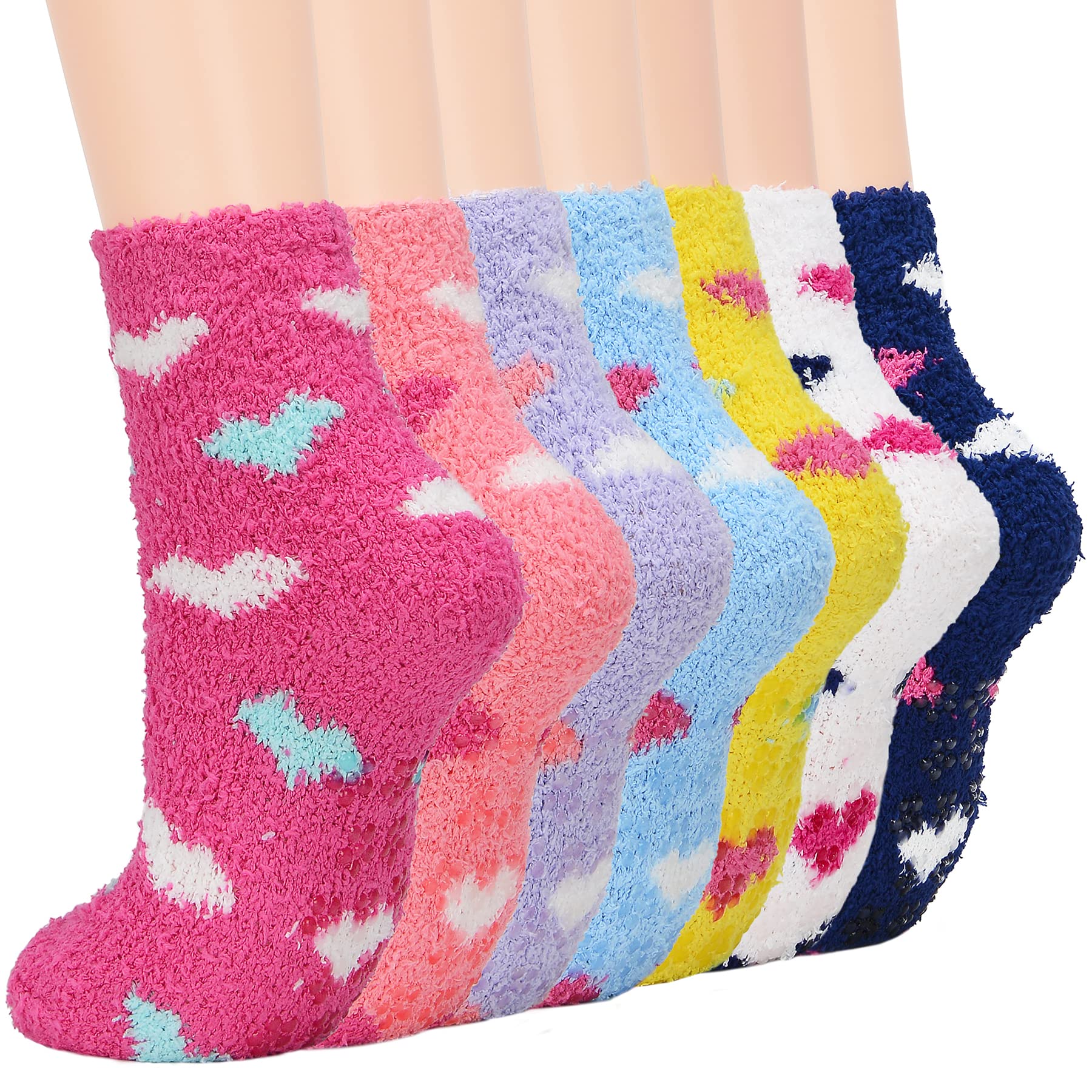 Zando Women's Fuzzy Gripper Socks - Warm, Cozy & Anti-Slip Fluffy Socks with Non-Slip Grips | Super Soft Winter Socks for Home, Office & Lounge Wear | One Size Fits Most