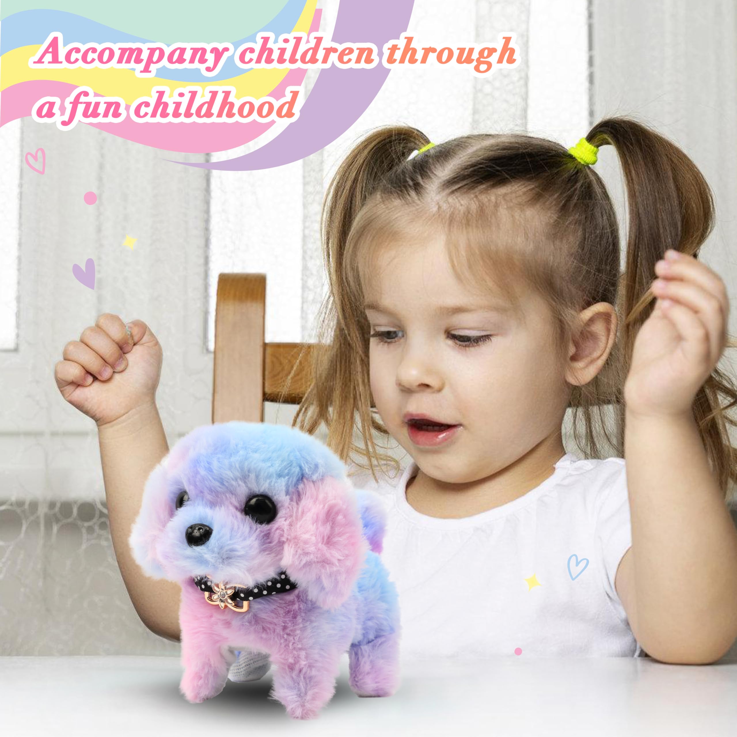 Interactive Rainbow Plush Puppy Toy - Barking, Tail Wagging & Head Nodding Stuffed Animal for Kids | 7