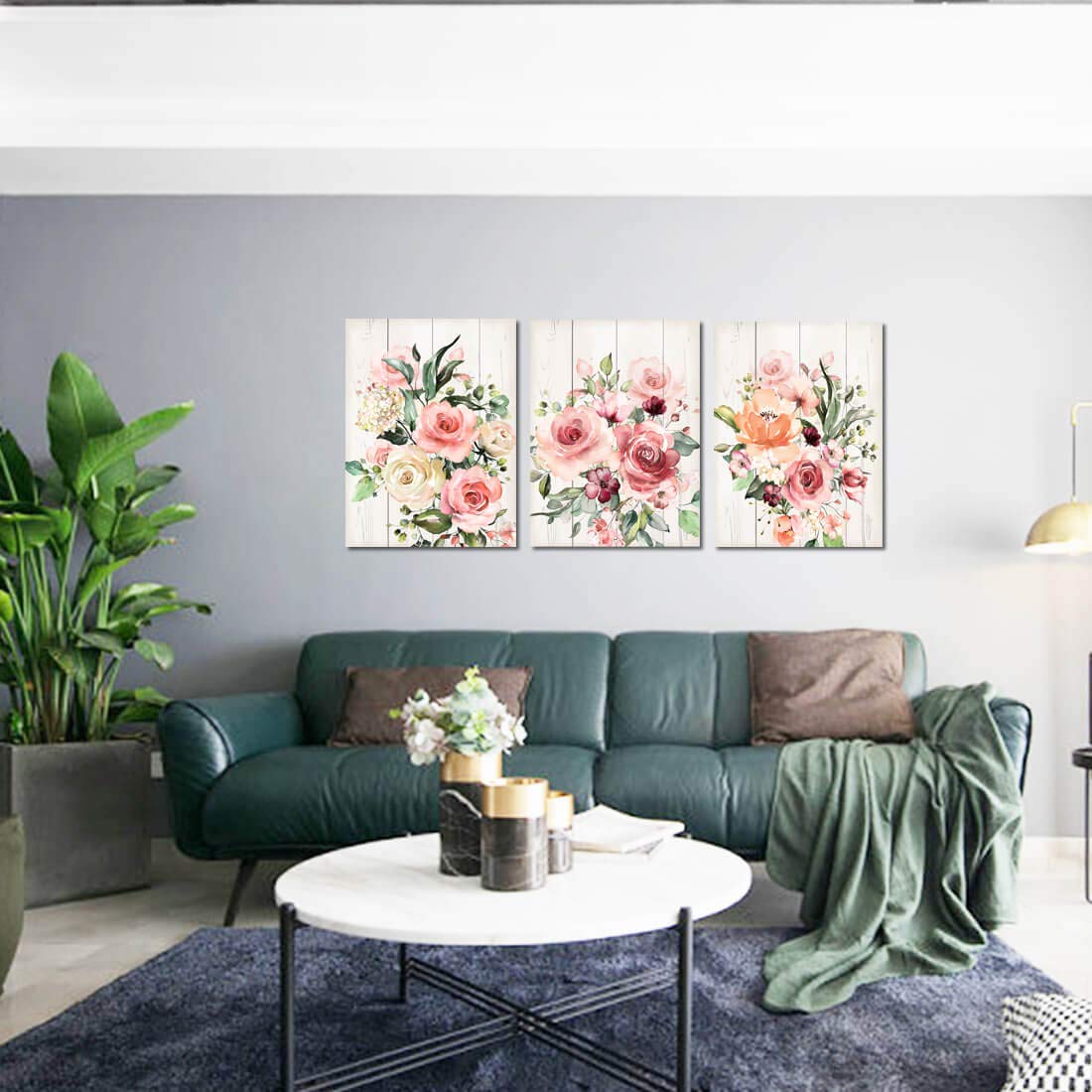 Framed Pink Flower Wall Art - 12x16 Canvas for Bedroom, Bathroom & Kitchen Decor