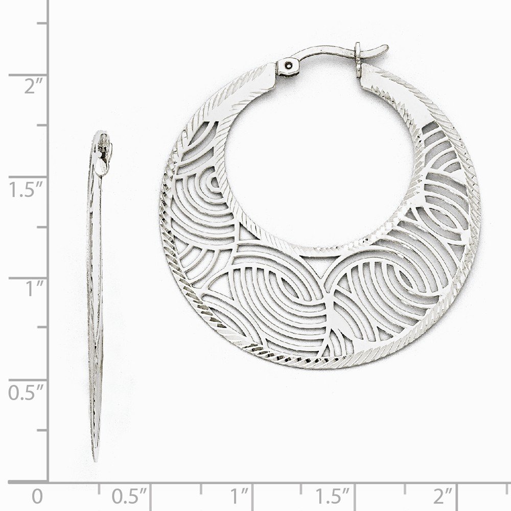 925 Sterling Silver Large Hoop Earrings for Women - Elegant Cut-Out Design, High Polish Finish | Perfect for Parties, Date Nights & Special Occasions