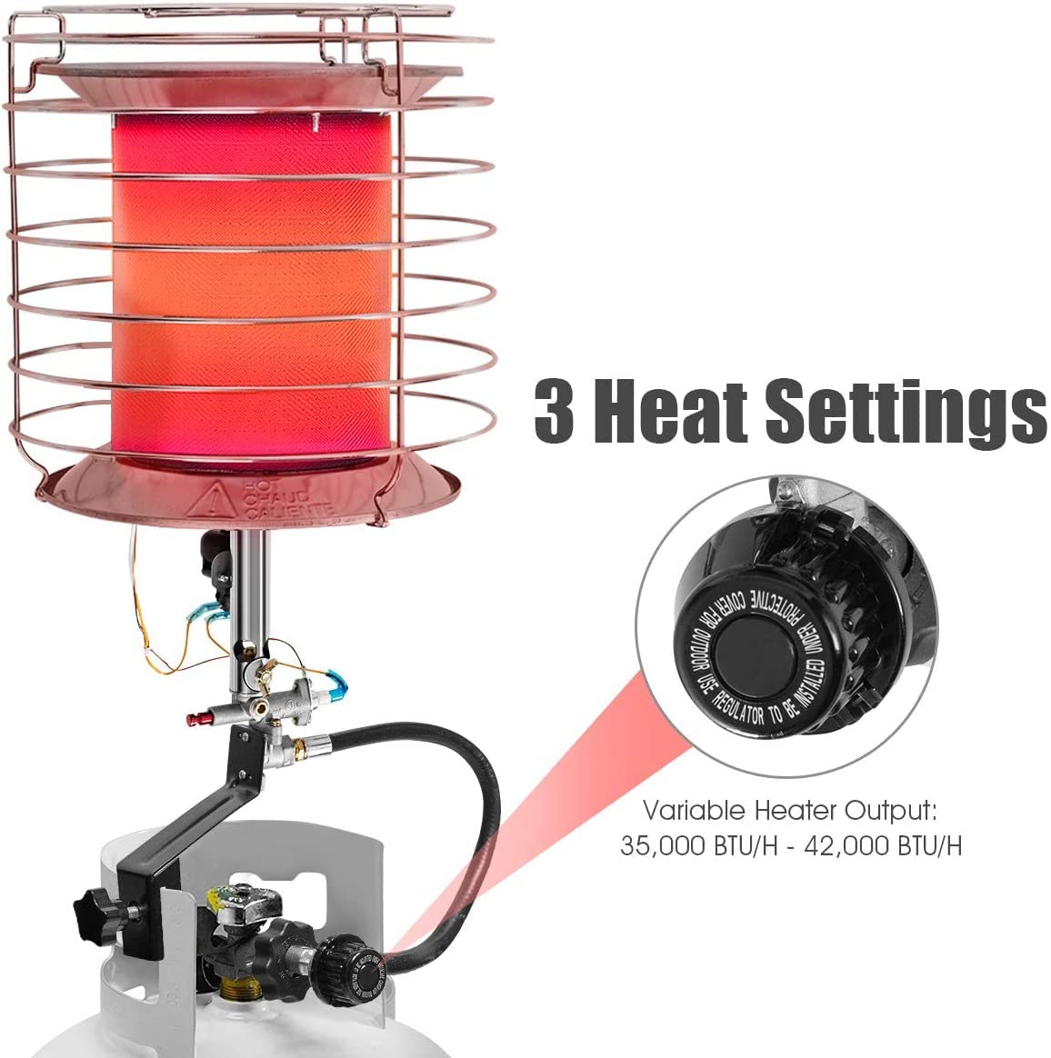 SAFSTAR 35,000-42,000 BTU Portable Propane Heater with Tip-Over Protection & Auto Shut-Off - Indoor Outdoor Space Heater for Garage, Workshop, Camping, Ice Fishing & Emergency Survival (Propane Tank Not Included)