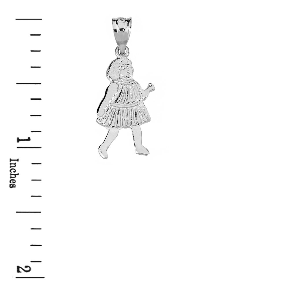 14K White Gold Little Girl Charm Pendant Necklace for Kids - Perfect Gift for Birthdays, Christenings & Special Occasions