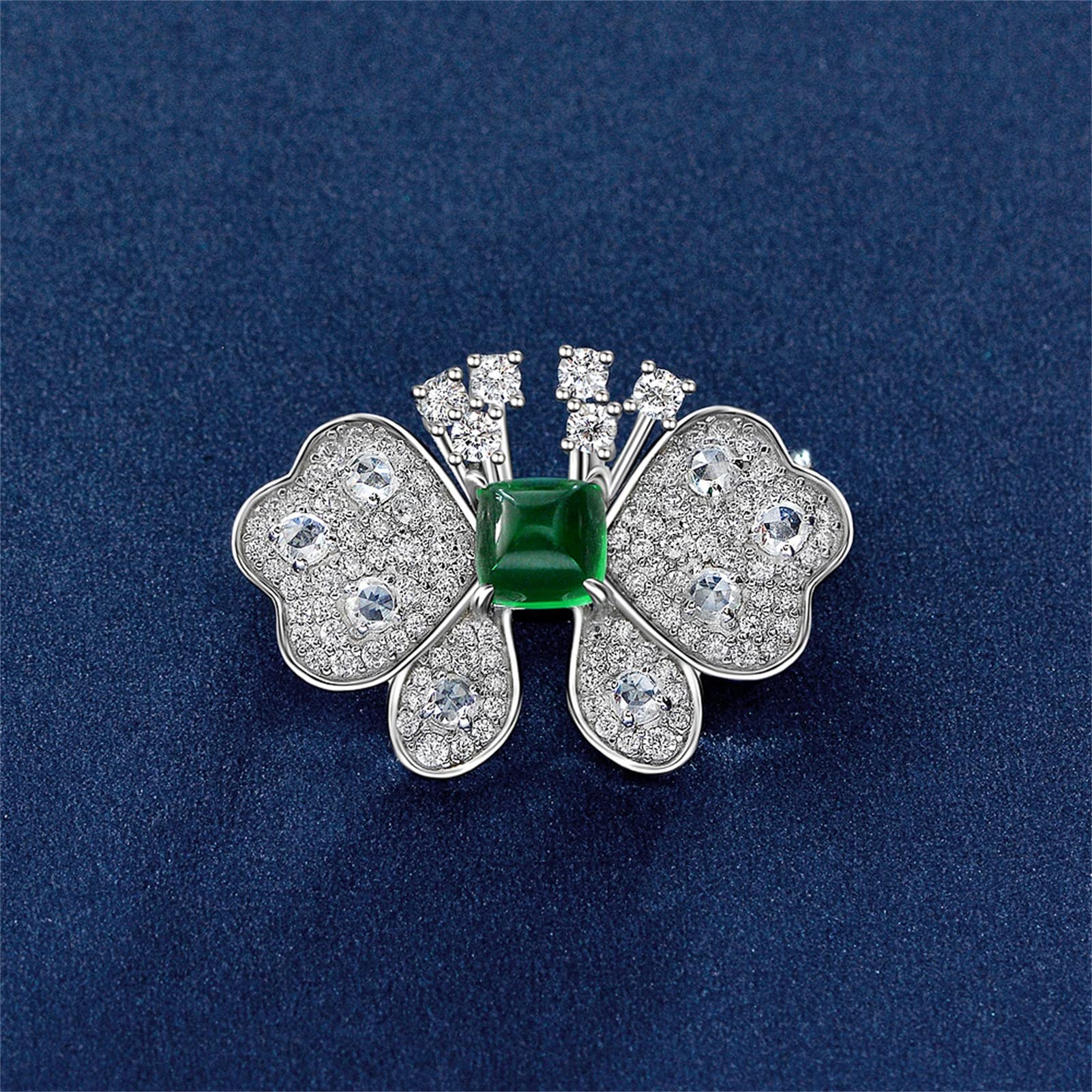 925 Sterling Silver Butterfly Brooch with Emerald - Elegant Women's Fashion Jewelry for Weddings, Parties & Special Occasions | Perfect Gift for Her