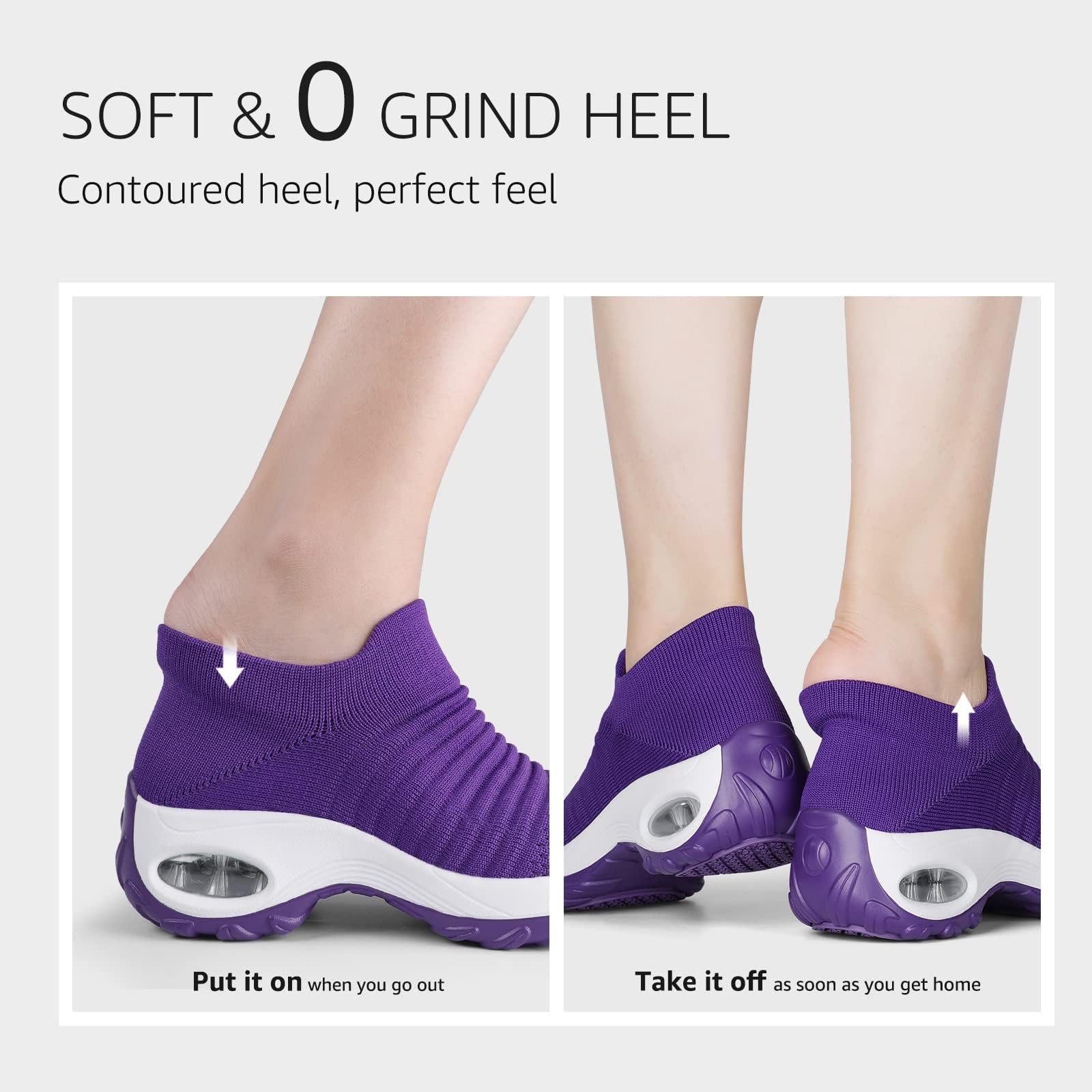 STQ Women's Slip-On Walking Shoes - Breathable Non-Slip Work Sneakers with Air Cushion & Arch Support - Comfortable Orthopedic Shoes for Nurses, Waitresses & All-Day Wear