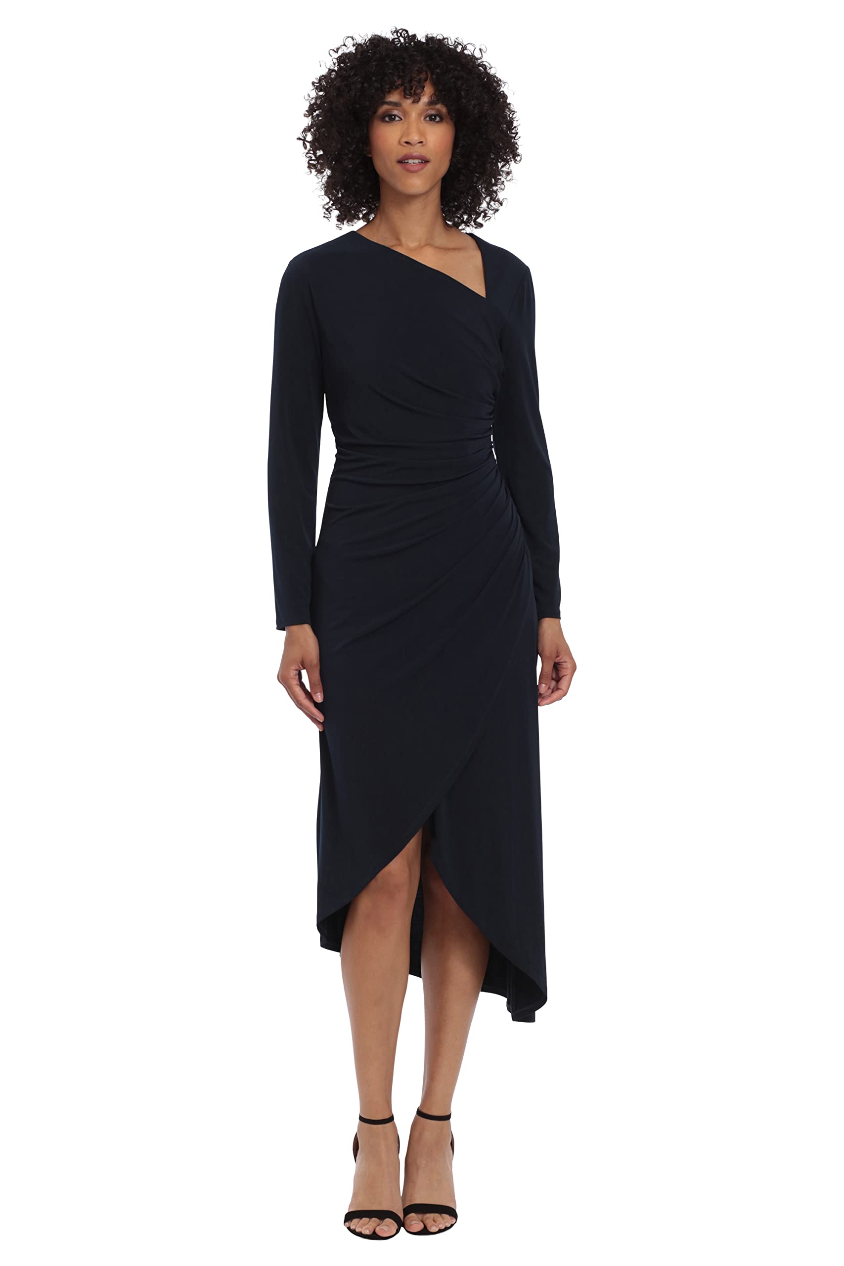Maggy London Women's Asym Dress - Long Sleeve for Evening Events