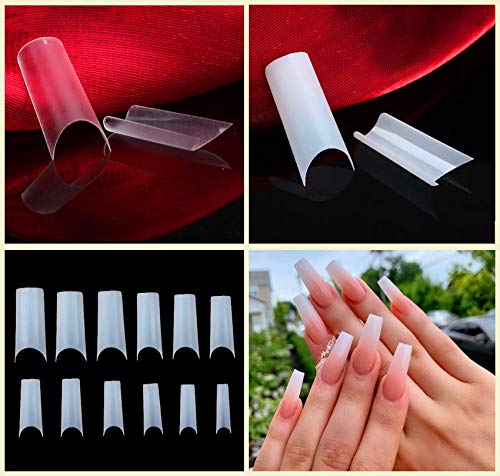 Premium 500pcs Clear Square Fake Nails - Acrylic C Curve False Nails for Gel Polish & Nail Art | Perfect for French Manicure, Salon Use & DIY Home Nail Designs