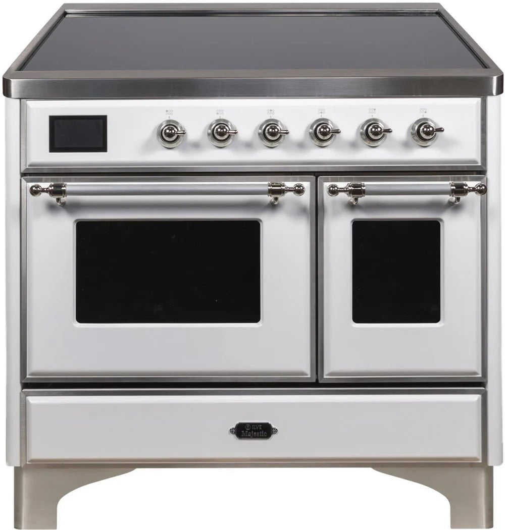 ILVE Majestic II 40-Inch Electric Freestanding Range - White with Chrome Trim (Model UMDI10NS3WHC) | Professional Kitchen Appliance for Home Chefs & Cooking Enthusiasts