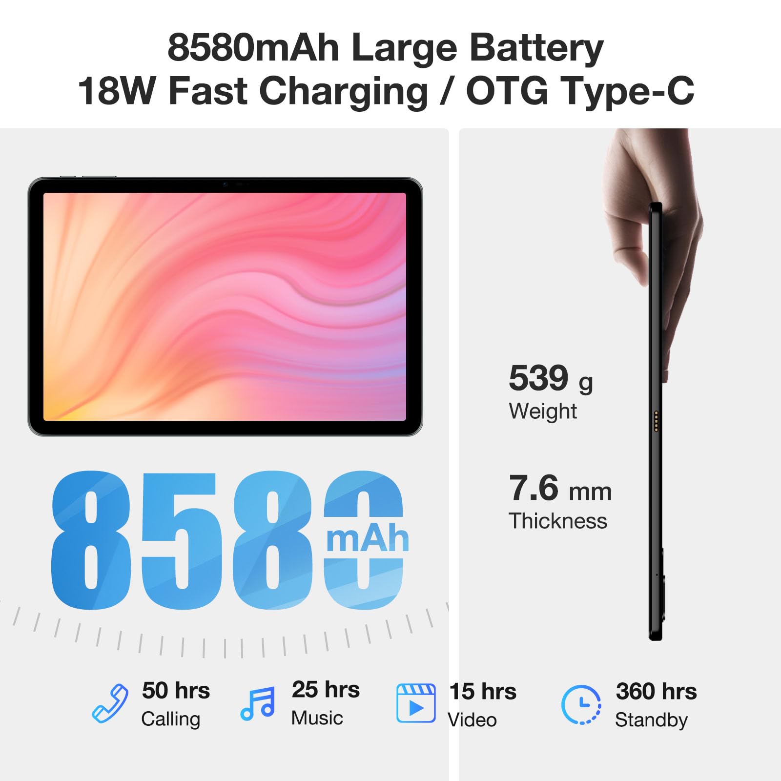 DOOGEE T30 Ultra 11 Inch Android Tablet (2025 Model) - Helio G99 Octa-Core, 32GB+256GB/2TB Expandable, 8580mAh Battery, 16MP+8MP Camera, 4G LTE/5G WiFi - Blue with Protective Case | Perfect for Gaming, Work & Entertainment
