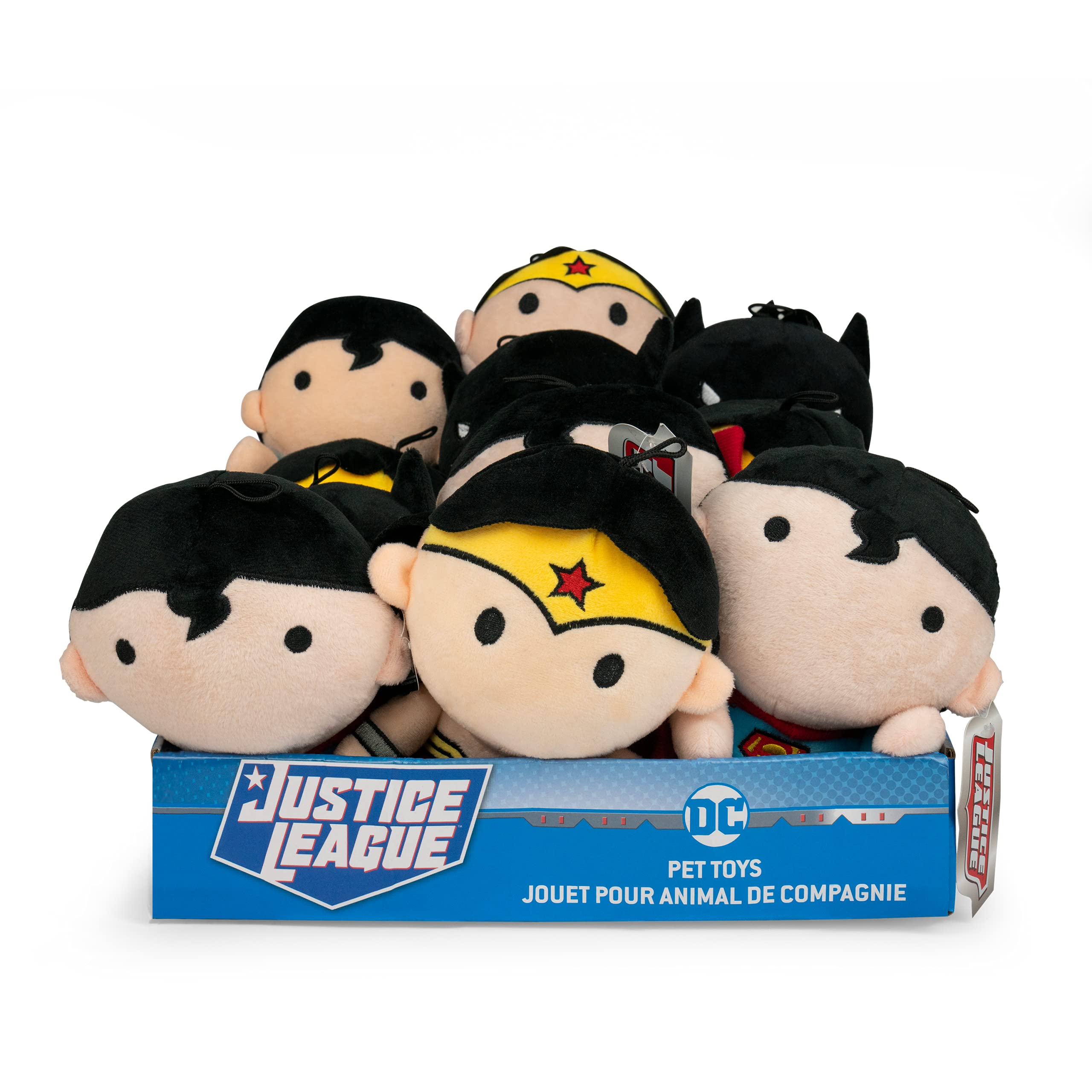 DC Comics Superhero Dog Toys Bulk Pack - Batman, Superman, Wonder Woman Plush Squeaky Toys for Dogs - Durable Chew Toys for Small & Large Dogs - Perfect for Pet Boutiques, Dog Daycares & Gift Shops