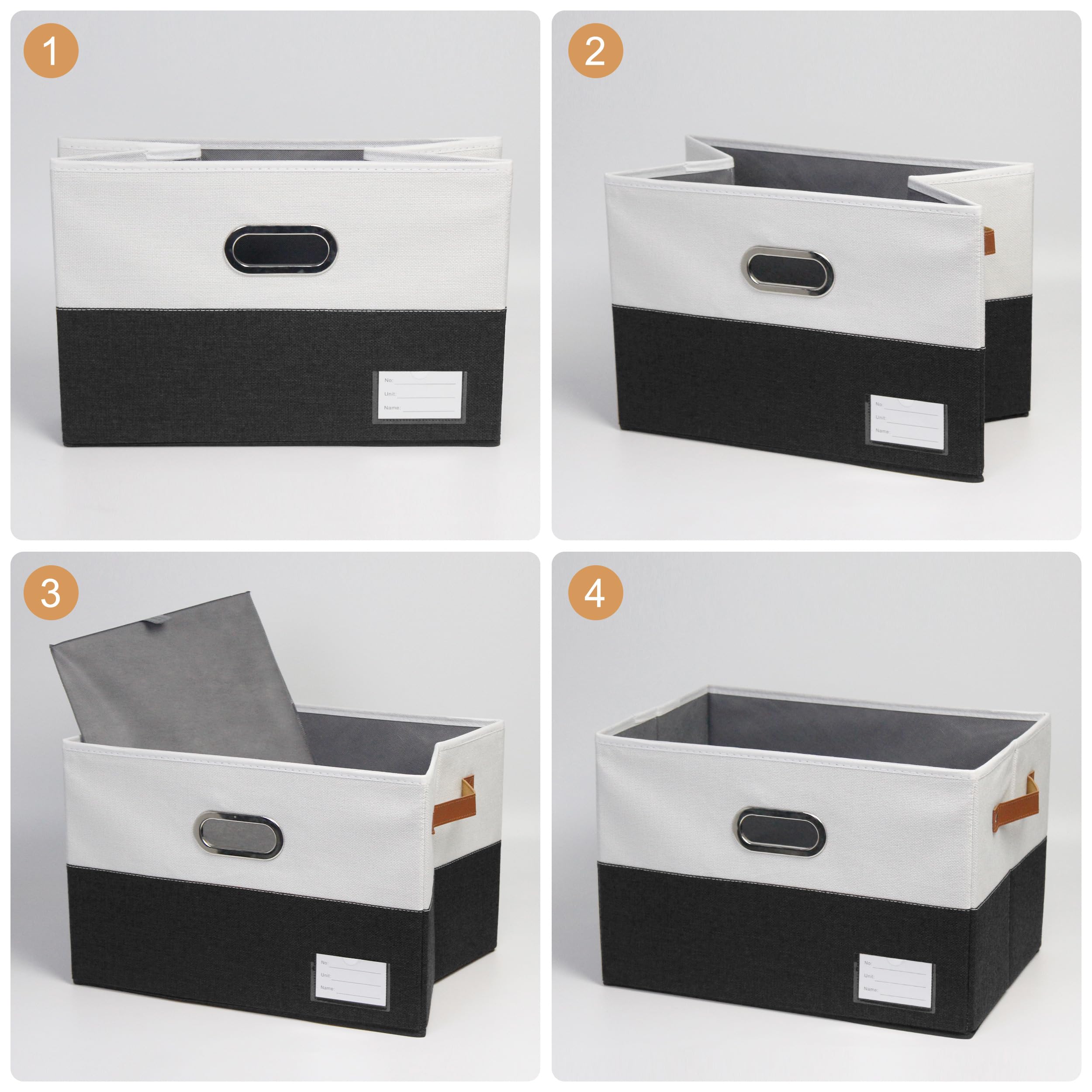 Foldable Fabric Storage Boxes with Lids - Collapsible Organizer Bins with Handles for Closet, Bedroom & Living Room - Space Saving Storage Cubes for Home Organization (Black & White, 3 Pack 17x11.8x11.8 Inches) - Perfect for Seasonal Clothes, Toys & Blanket Storage