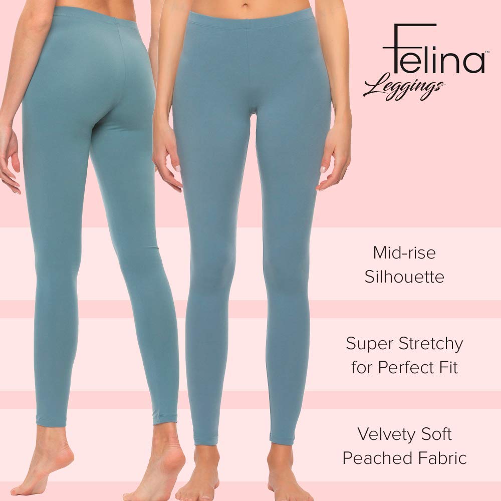 Felina Velvety Super Soft Lightweight Leggings 2-Pack for Women - High Waisted Yoga Pants, Workout Clothes, Lounge Wear - Perfect for Gym, Running, Pilates & Everyday Comfort