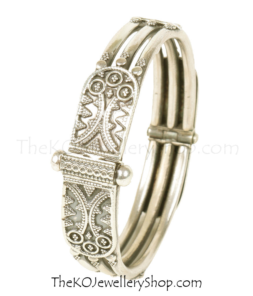 Chirag Silver Bracelet for Women - Adjustable 3-Line Design (Size 2.6