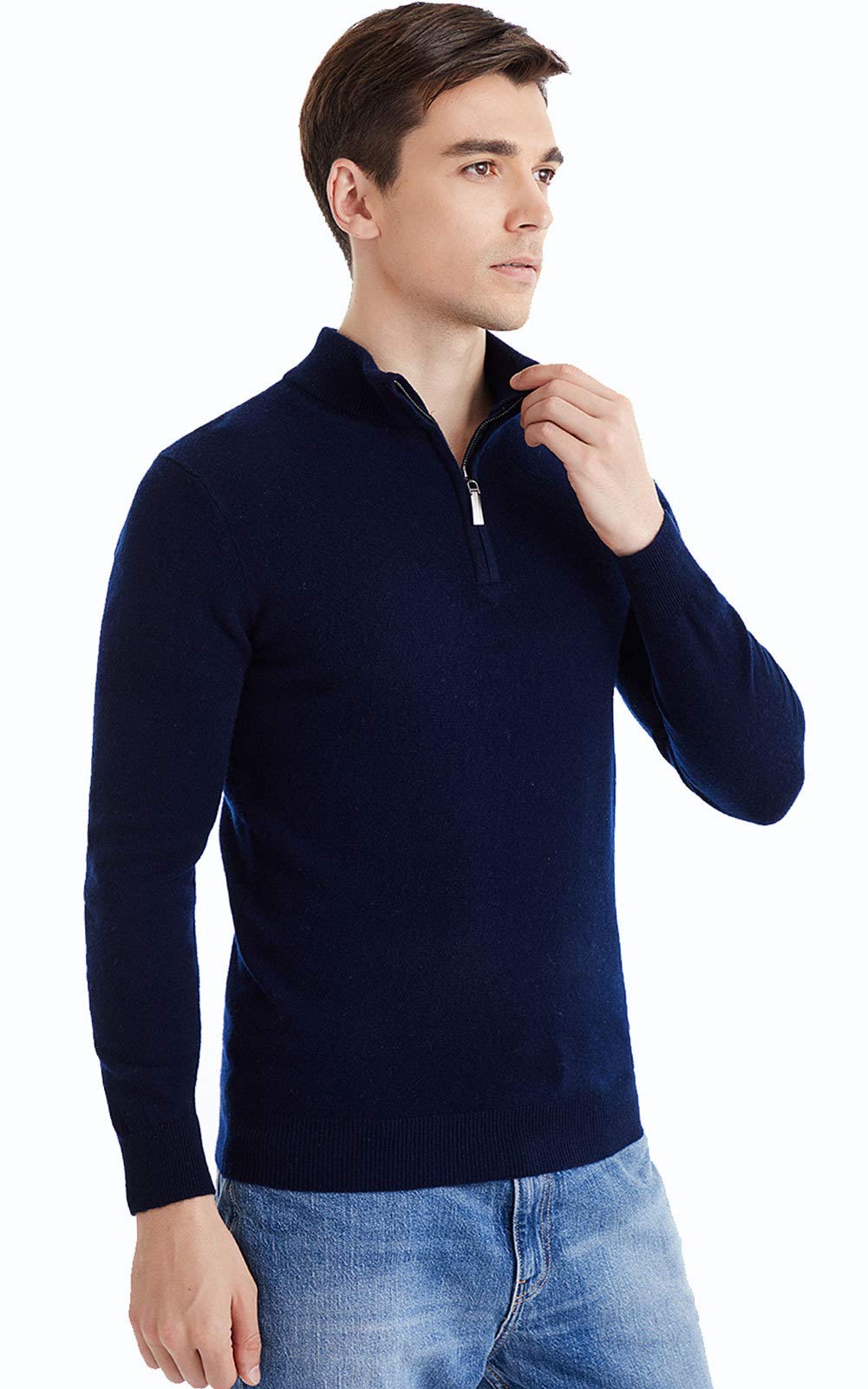 100% Pure Wool Quarter Zip Sweater for Men - Long Sleeve Comfortable Pullover - Perfect Gift for Dad, Husband & Family - Ideal for Winter, Office & Outdoor Activities