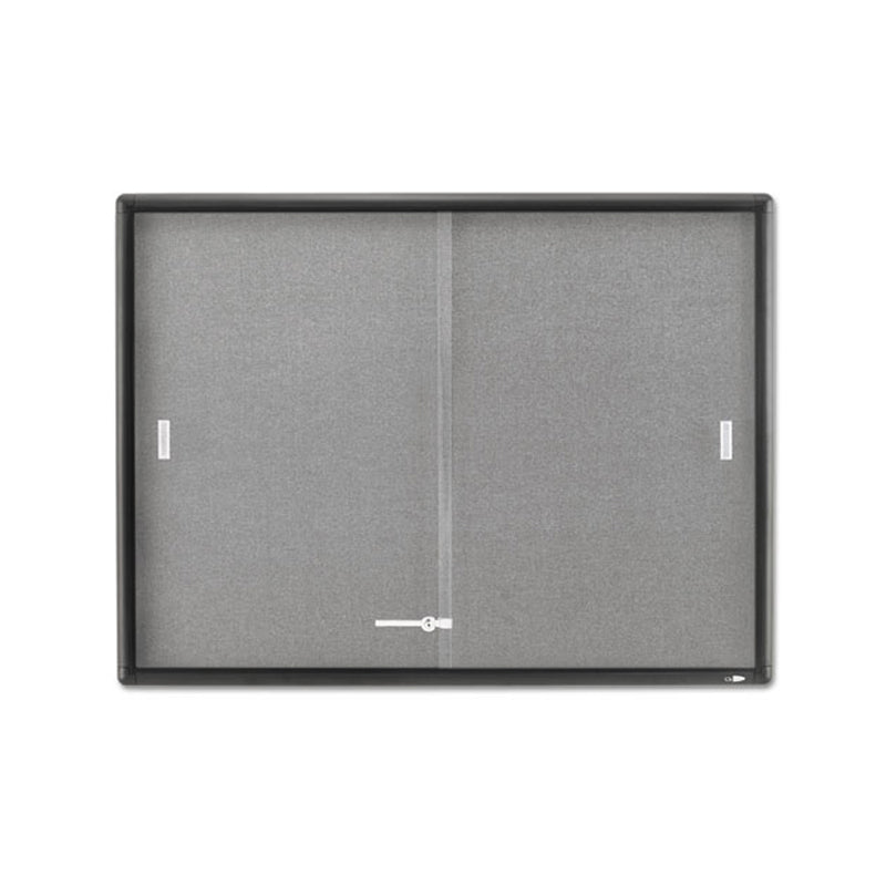 Premium Enclosed Indoor Cork & Fabric Bulletin Board with Sliding Glass Doors - 48