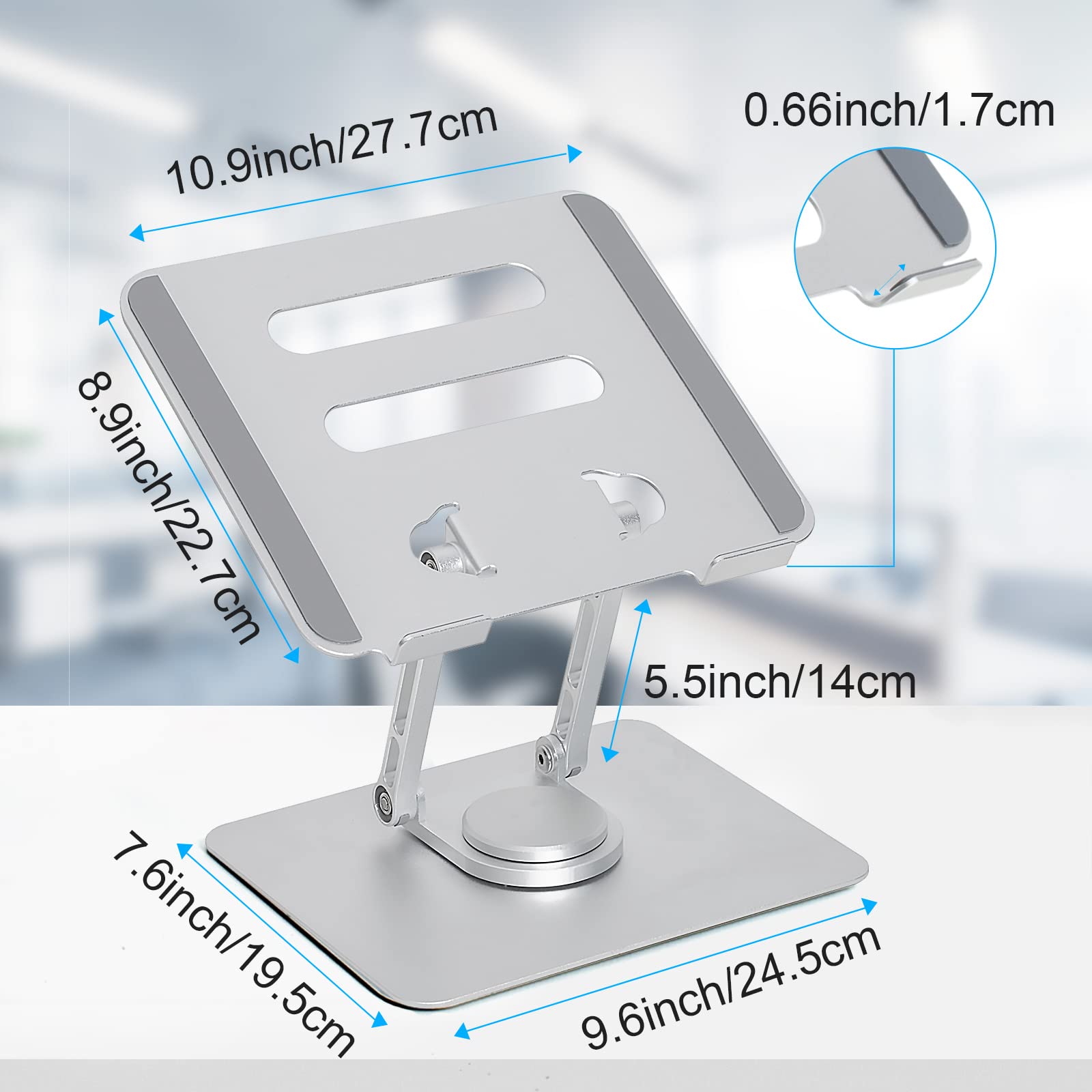 360° Rotating Foldable Laptop Stand - Adjustable Aluminum Alloy Cooling Riser for 10-17 Inch Notebooks, Compatible with MacBook, iPad, Dell, Asus, HP, Lenovo & More - Perfect for Home, Office, and Travel Use