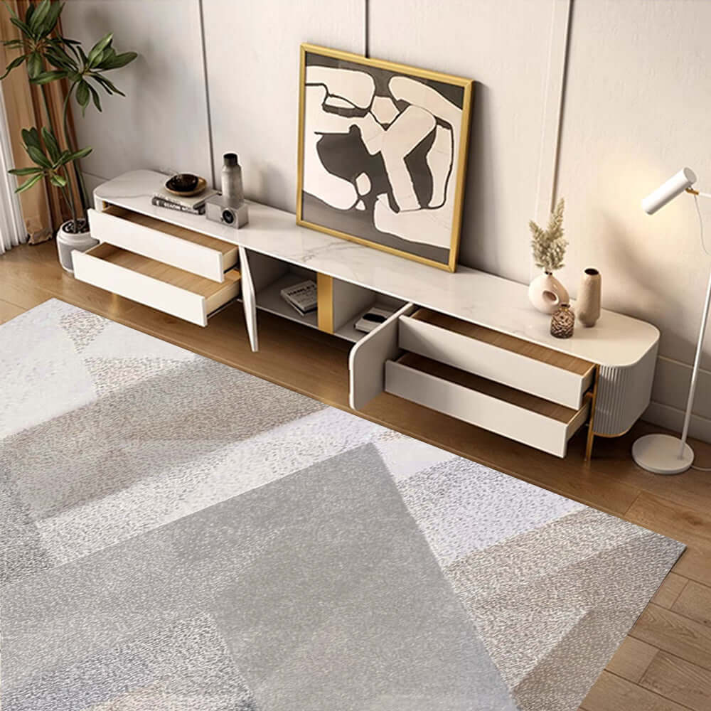 Premium Rectangle TV Stand with Marbling Slate Top - Modern Entertainment Center for Living Room, Bedroom & Home Theater