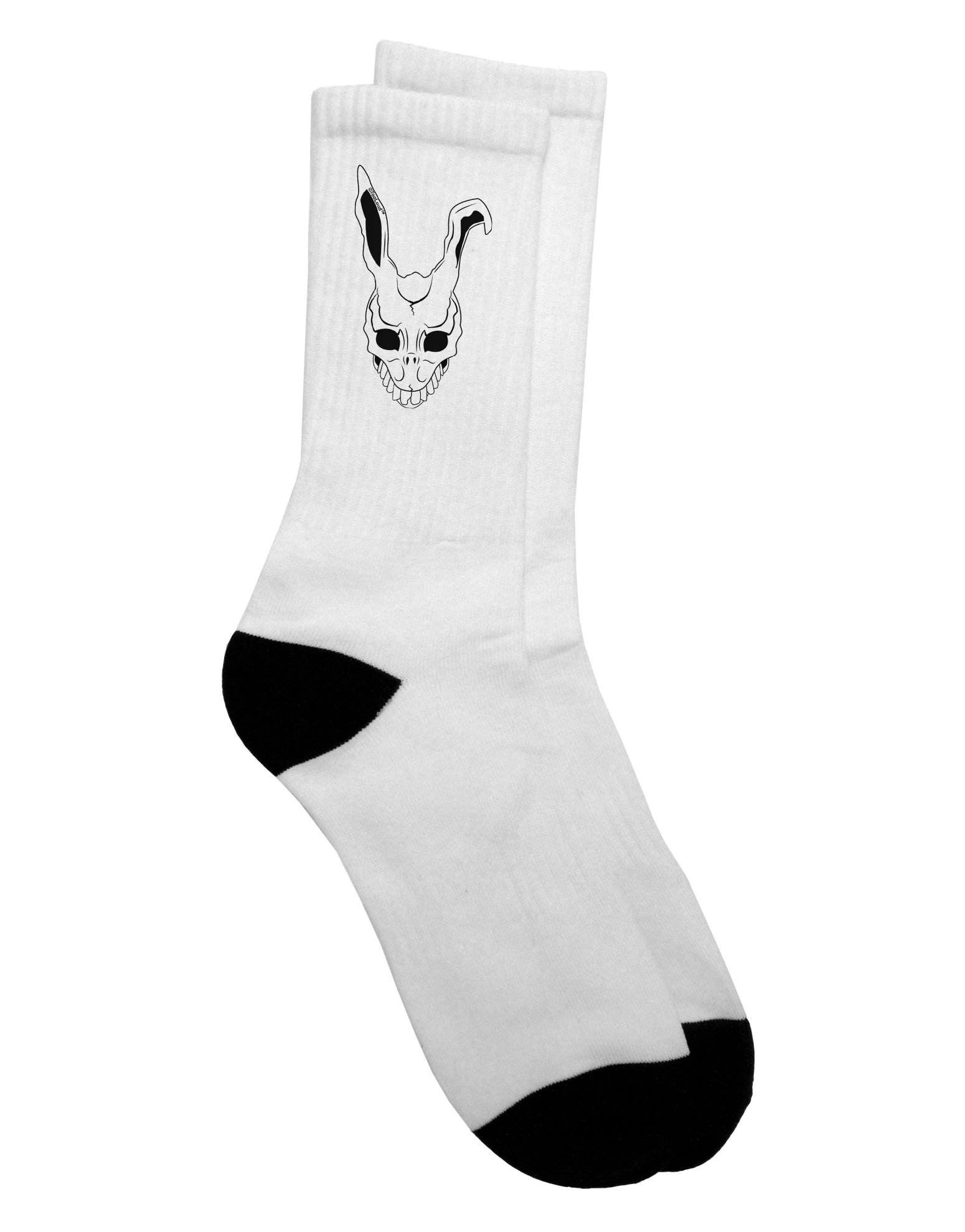 TooLoud Scary Face Bunny White Adult Crew Socks - Funny Novelty Socks for Halloween, Cosplay & Gag Gifts - Perfect for Costume Parties, Prank Gifts & Everyday Wear