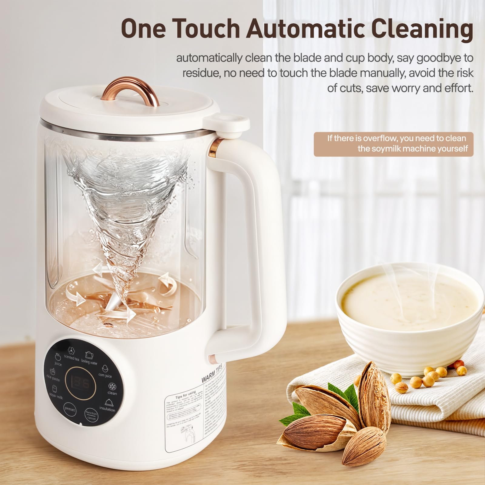 35oz 8-in-1 Automatic Nut Milk Maker Machine - Homemade Almond, Oat, Coconut & Soy Milk Maker with 10 Blades | Non-Dairy Beverage Machine with Keep Warm & Auto-Clean | Perfect for Vegan, Paleo & Plant-Based Diets at Home