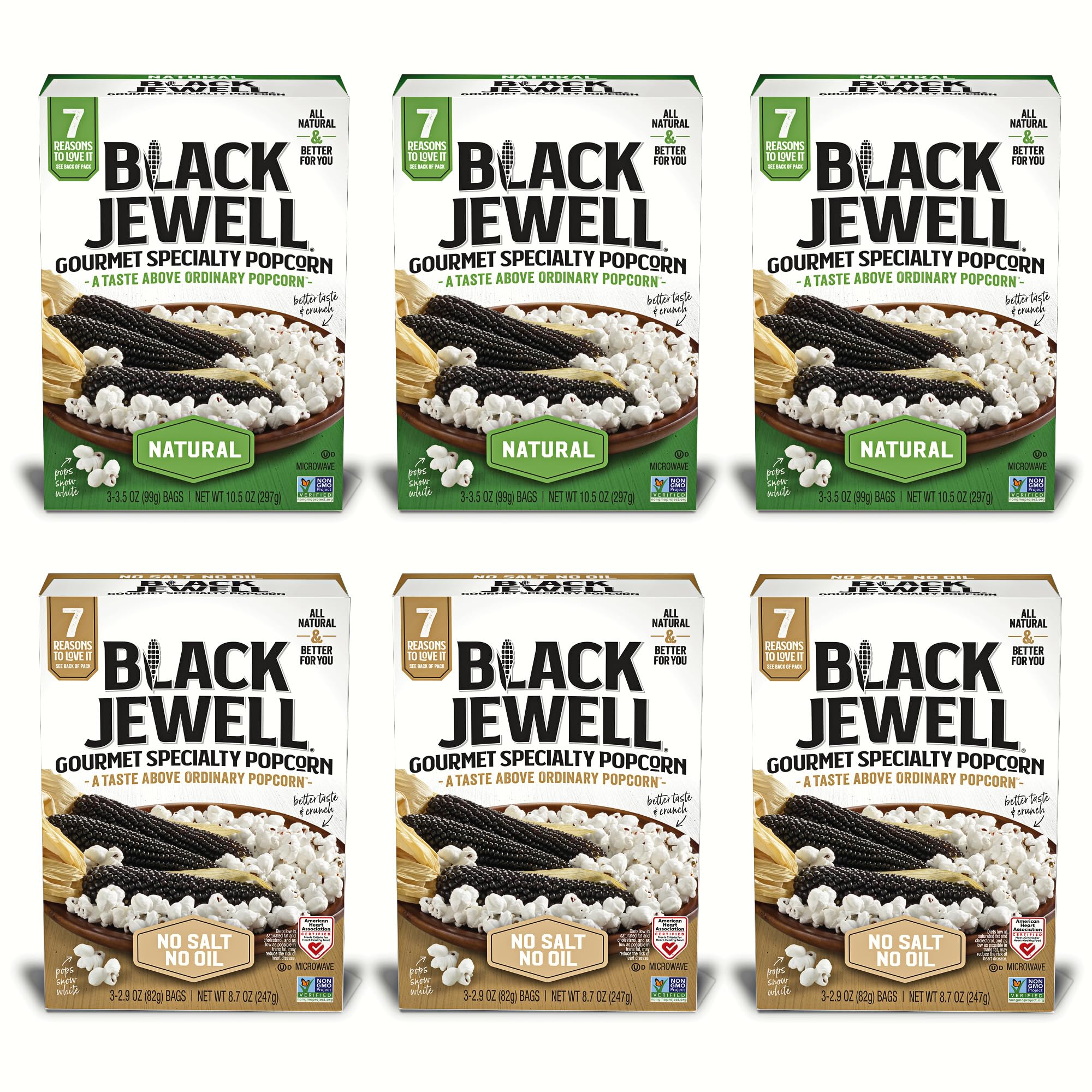 **Premium Black Jewell Gourmet Microwave Popcorn Variety Pack - 6 Bags, All-Natural, No Salt & No Oil - Healthy Snack for Movie Nights, Office Breaks & Family Gatherings**