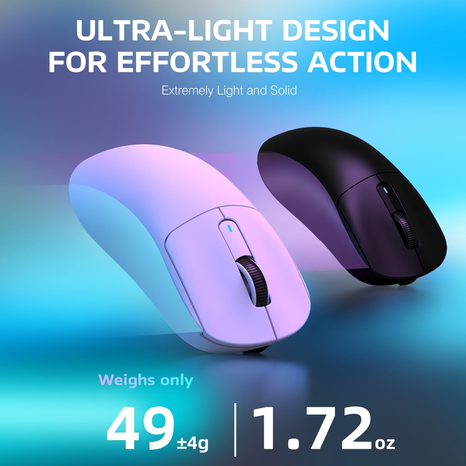 ATTACK SHARK X3 Wireless Gaming Mouse - 49g Ultra Lightweight Ergonomic Mouse with PAW3395 26K DPI Optical Sensor | Triple Mode Connectivity | 200 Hour Battery Life | 7 Programmable Buttons | Compatible with PC, Laptop & Mac (White) - Perfect for FPS, MOBA & Esports Gaming
