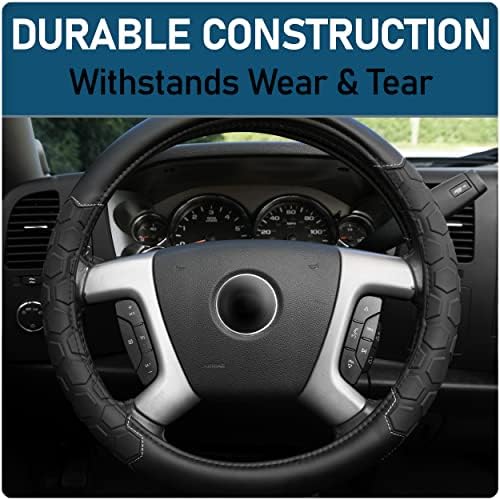 Tuff Heavy-Duty Truck Steering Wheel Cover - Non-Slip Grip, Universal Fit for Pickup Trucks & SUVs | Durable Black Interior Accessory for Comfort & Style | Perfect for Off-Roading, Work Trucks & Daily Commutes