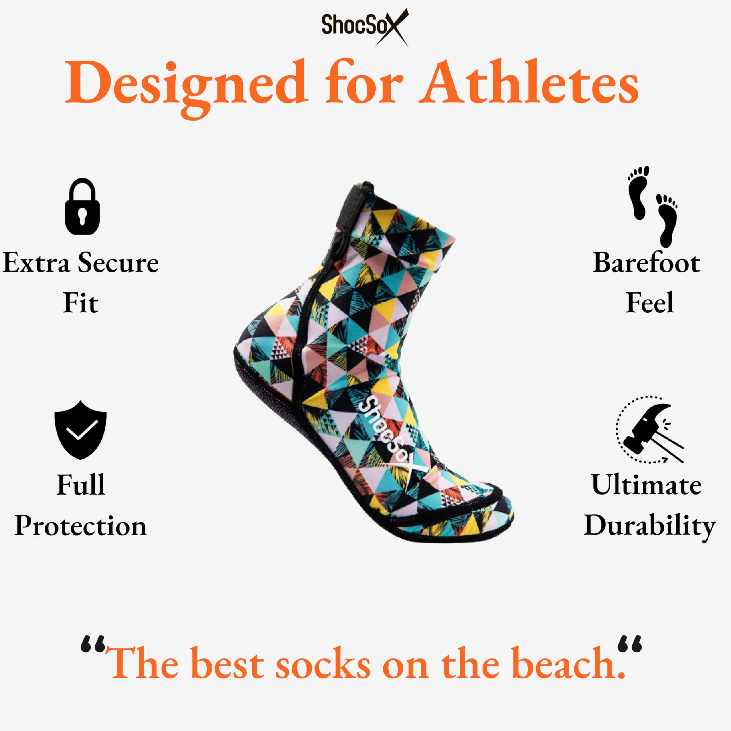 Premium Beach Volleyball & Sand Soccer Socks with Armor-Grade Soles - Longest Lasting Performance Socks for Outdoor Sports & Beach Activities