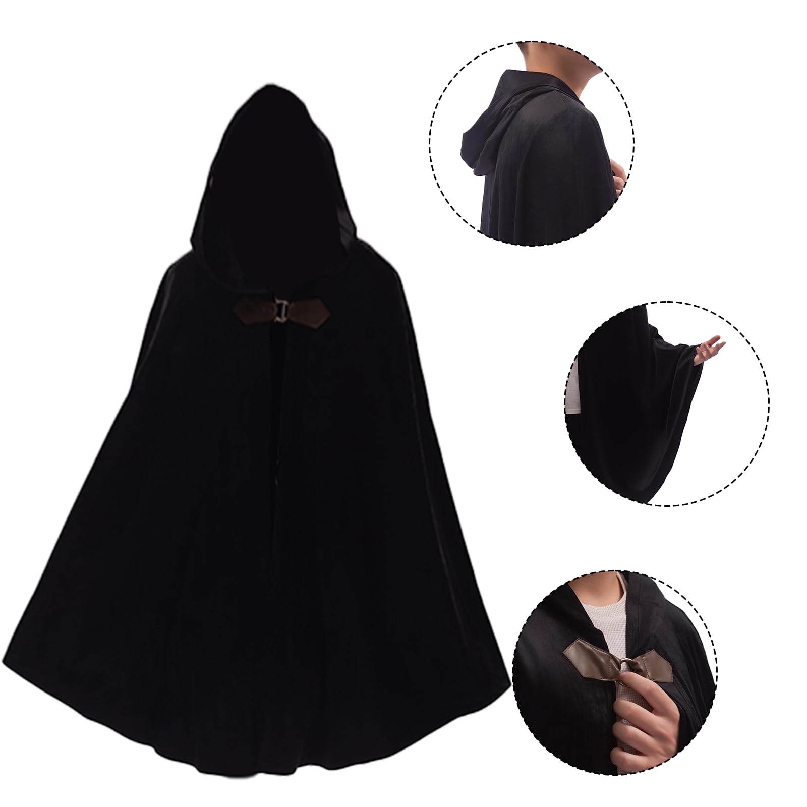 Men's & Women's Velvet Hooded Cloak - Renaissance Medieval Costume Cape with Metal Clasp | Perfect for Halloween, Cosplay, LARP & Renaissance Fairs