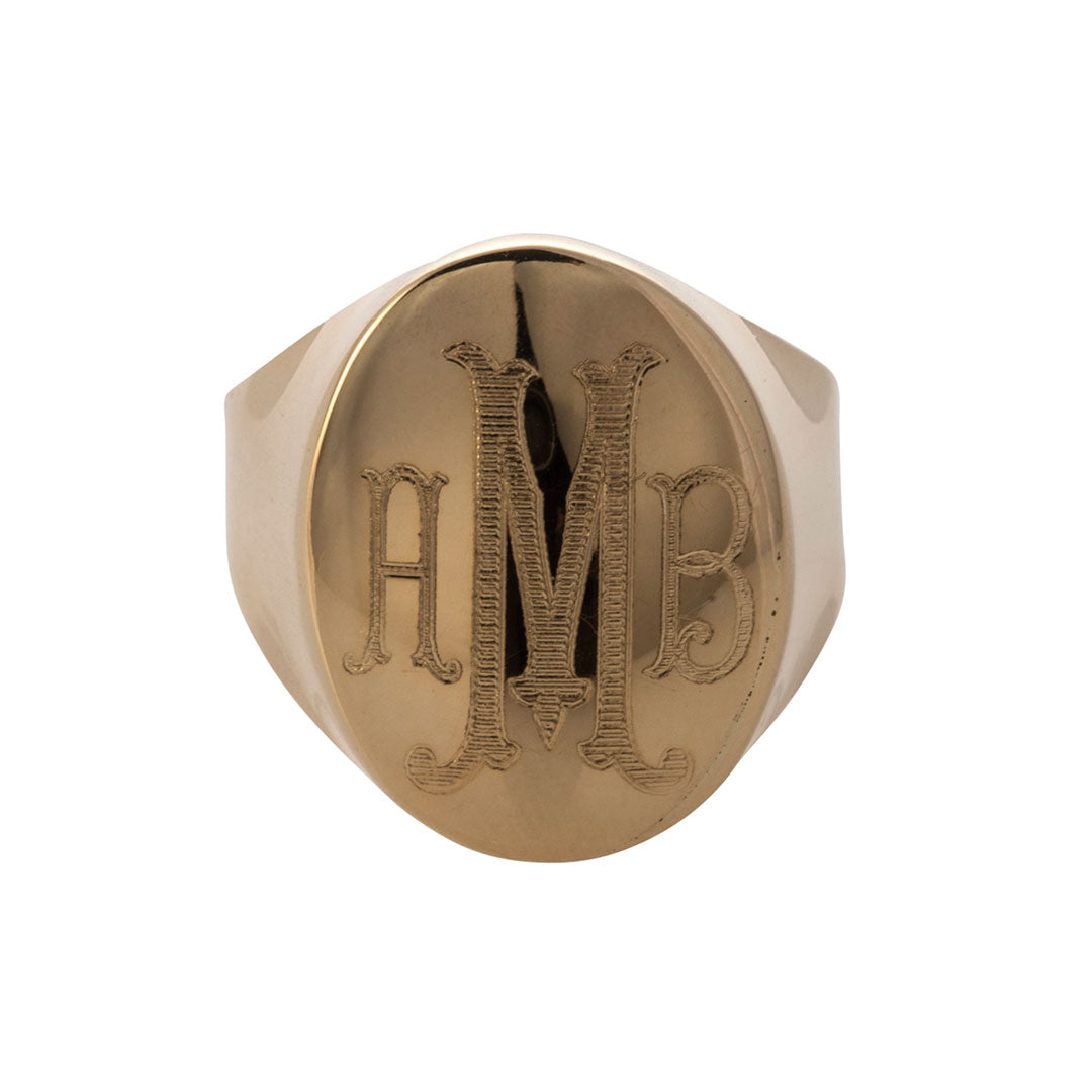 14K Gold Personalized Oval Signet Ring for Men & Women - Custom Engraved Initials, Monogram, or Name - Perfect for Gifts, Weddings, Anniversaries & Special Occasions