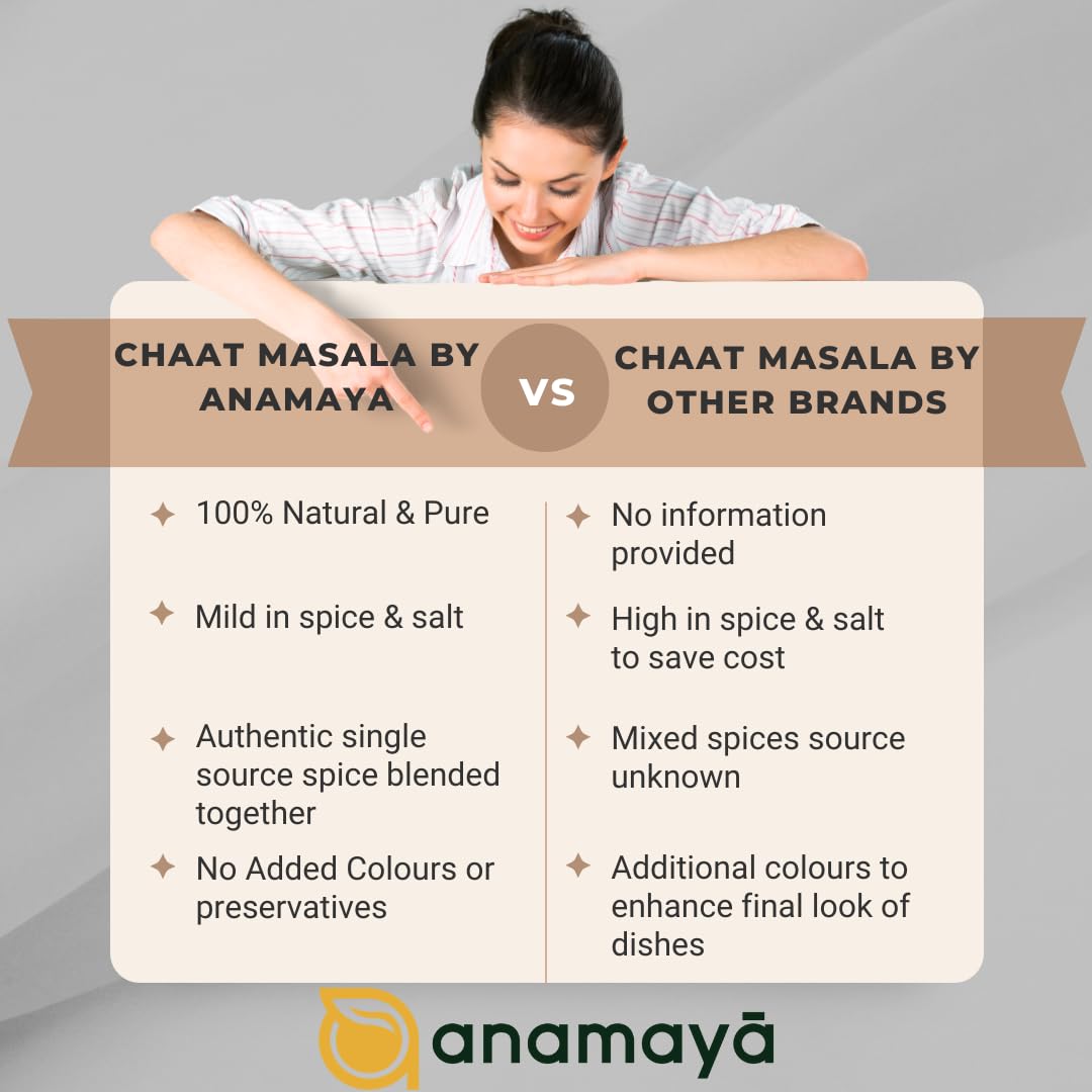 Anamaya Chaat Masala Powder 100g | Authentic Indian Spice Blend for Chaat, Fruits & Salads | Reusable Storage Jar | Pack of 1 | Perfect for Home Cooking, Snacks & Indian Cuisine