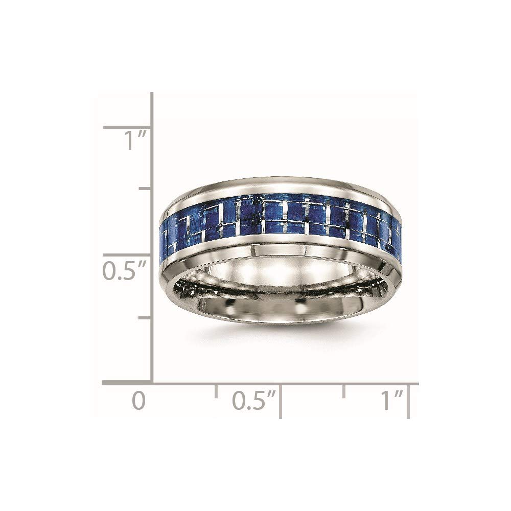 Premium Stainless Steel Blue & White Carbon Fiber Inlay Ring - Elegant Fine Jewelry Gift for Women - Perfect for Anniversaries, Birthdays & Special Occasions