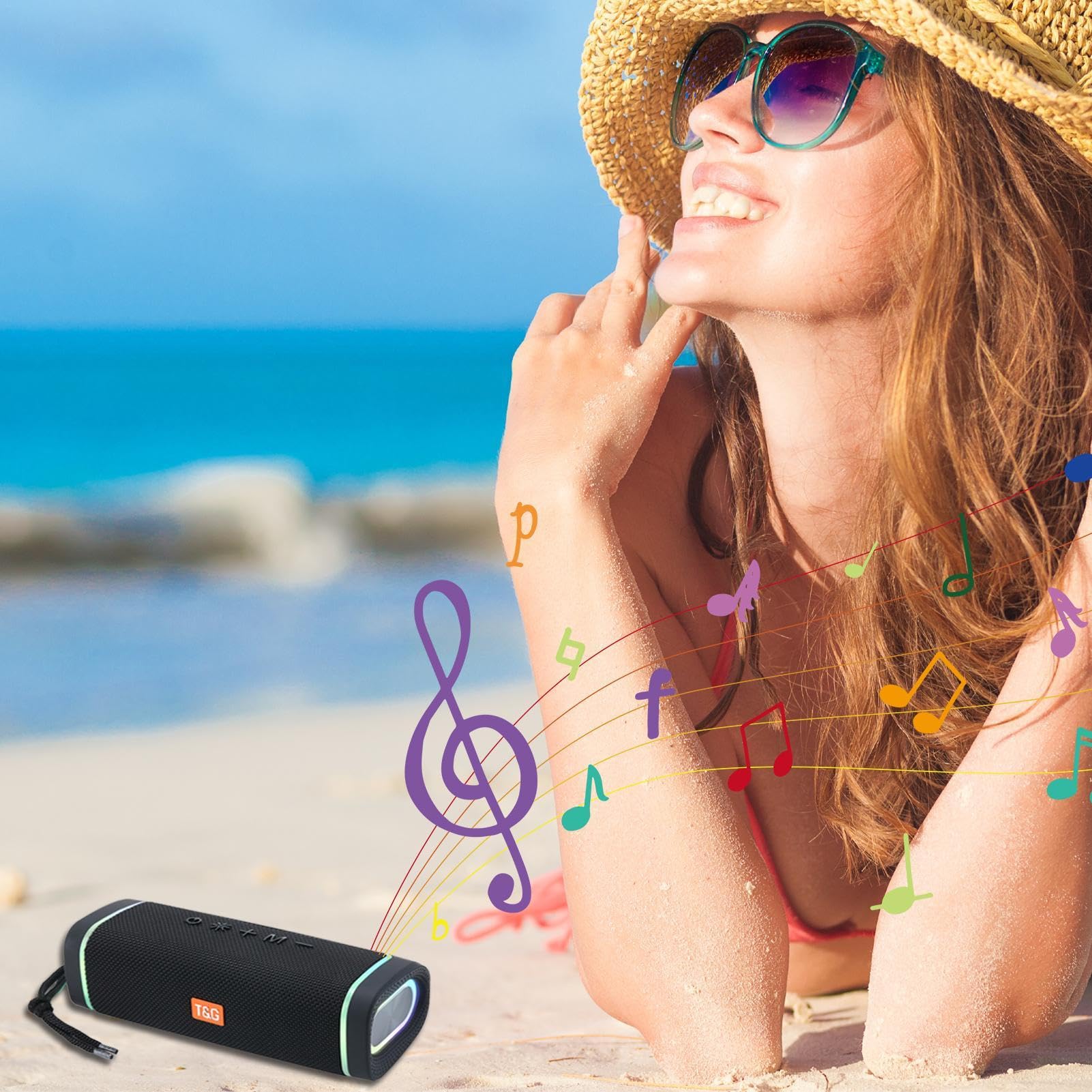 Aizuoni Wireless Bluetooth Speaker - Portable Waterproof Dustproof Outdoor Speaker with Rechargeable Battery & Carrying Strap - Perfect for Hiking, Camping, Beach, Pool Parties & Backyard BBQs