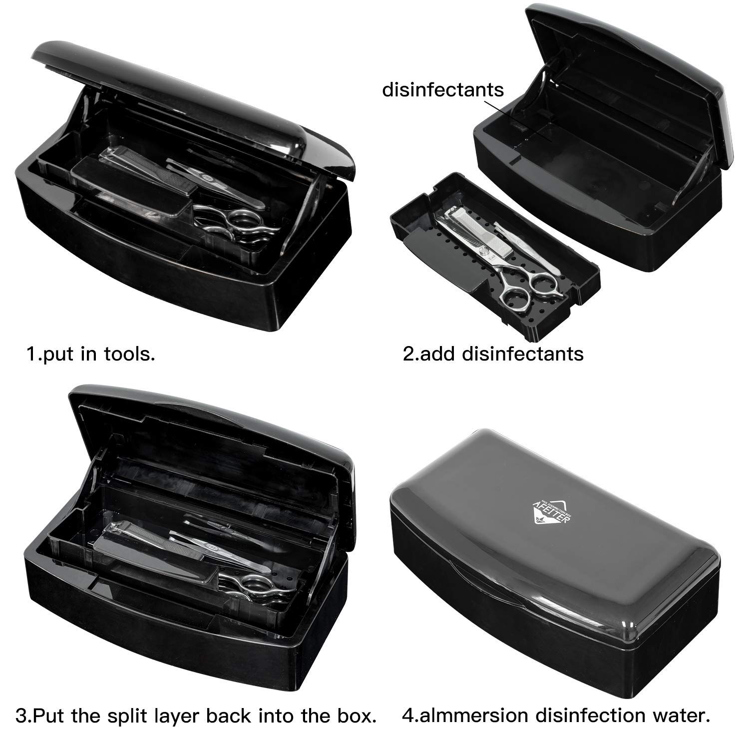 Aifeiter UV Nail Tool Sterilizer Box - Plastic Disinfection Tray for Nail Art Tools, Tweezers & Manicure Equipment | Salon & Spa Essential | Perfect for Nail Salons, Home Manicures & Professional Use