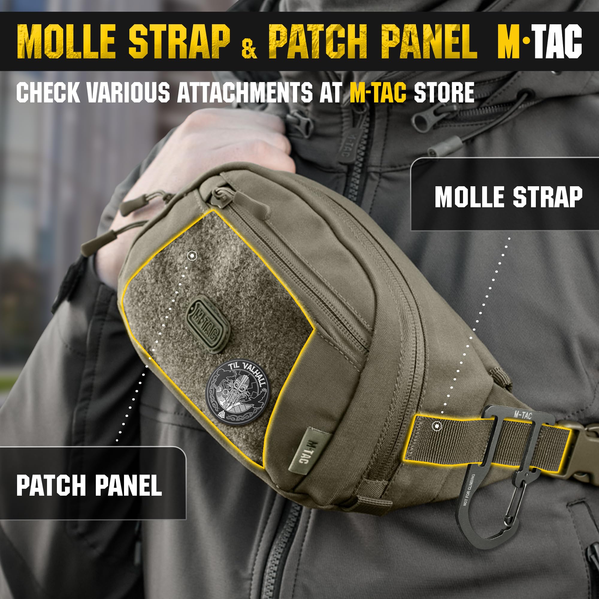 M-Tac Small Tactical Waist Pack - EDC Fanny Pack for Men & Women - Adjustable Belt Bag for Hiking, Travel, Gym - Ranger Green