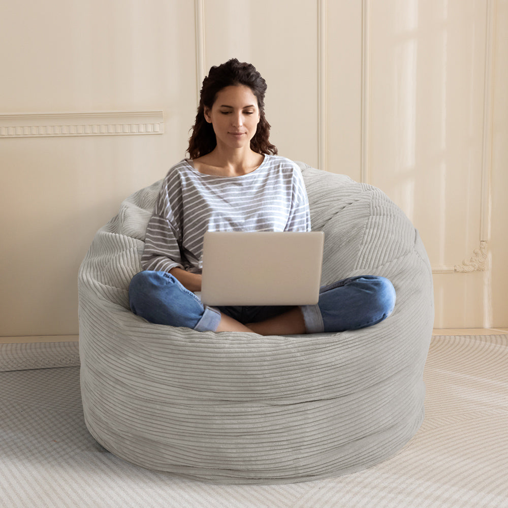 MAXYOYO Giant Bean Bag Bed - Corduroy Convertible Chair & Floor Mattress for Adults | Comfortable Lounge Chair & Guest Bed for Living Room, Bedroom & Dorm