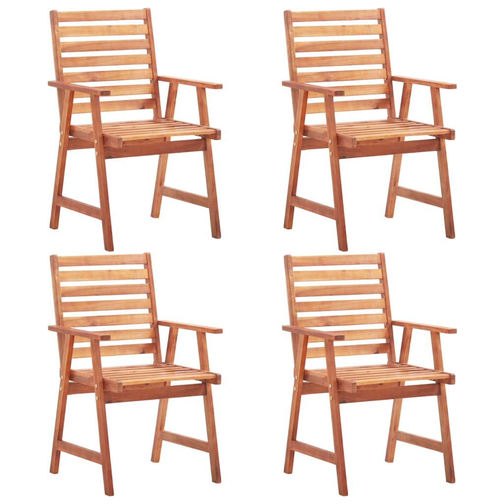 4-Piece Acacia Wood Outdoor Dining Chairs Set - Weatherproof Patio, Balcony & Terrace Chairs for Indoor/Outdoor Use - Perfect for Garden Parties, Backyard BBQs & Poolside Relaxation