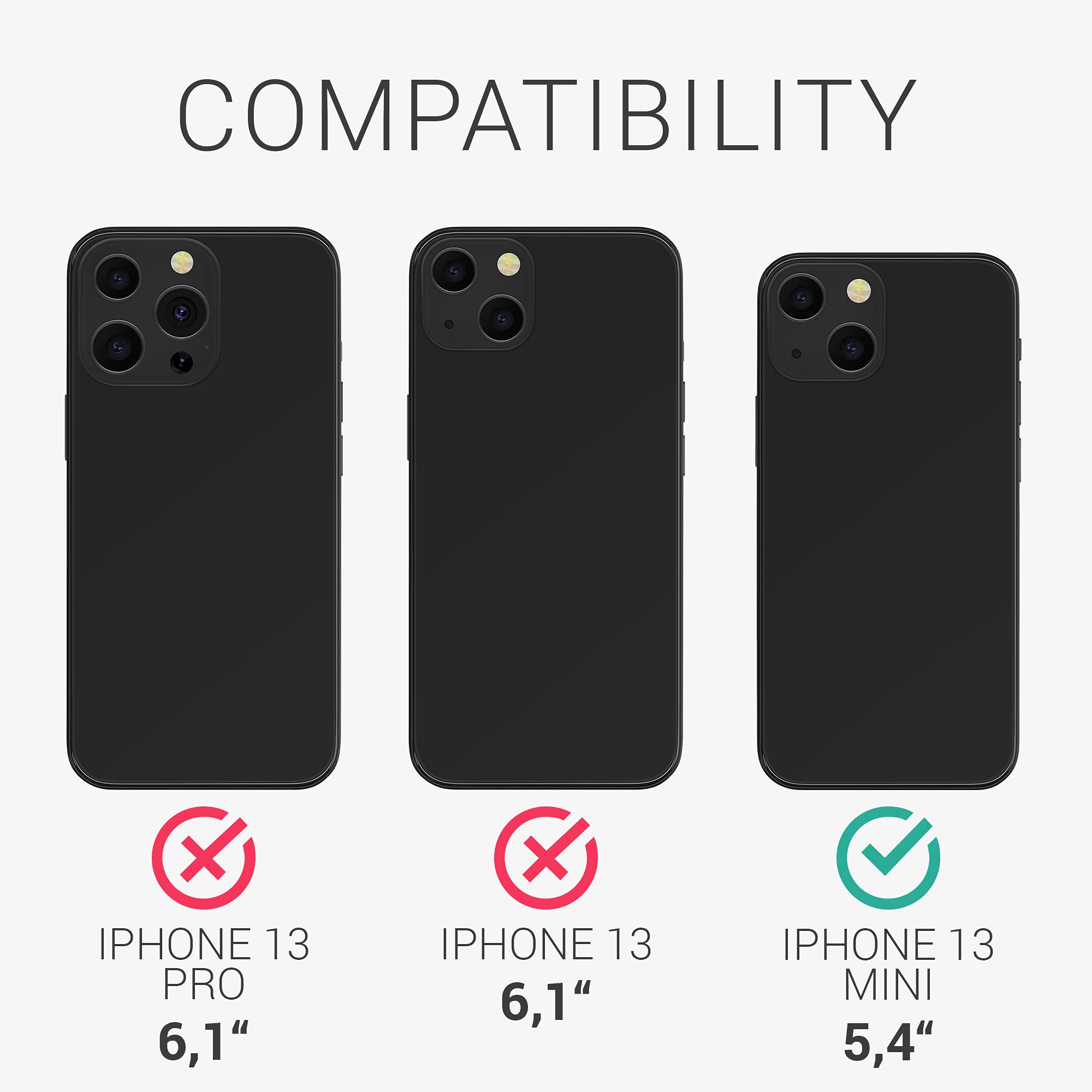 kwmobile Shockproof TPU Case for Apple iPhone 13 Mini with Card Holder - Slim Protective Phone Cover (Black) - Perfect for Everyday Use, Travel & Hands-Free Convenience