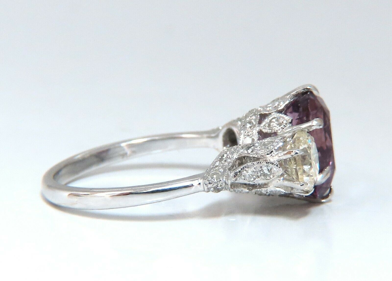 GIA Certified 3.37 Carat Natural Purple Pink Sapphire Diamond Ring in 18K White Gold - Elegant Engagement, Wedding, Anniversary Gift for Her