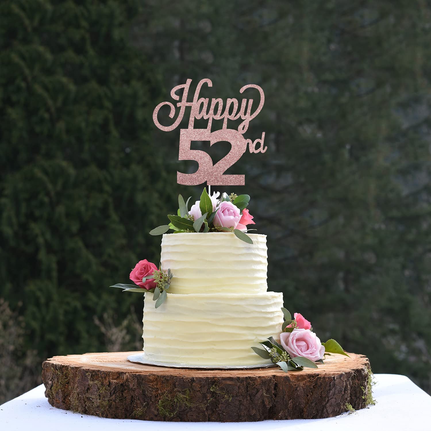 LINGTEER Happy 52nd Birthday Cake Topper - Cheers to 52 Years Old Party Decorations - Perfect for Birthday Cakes, Cupcakes & Dessert Table Centerpieces