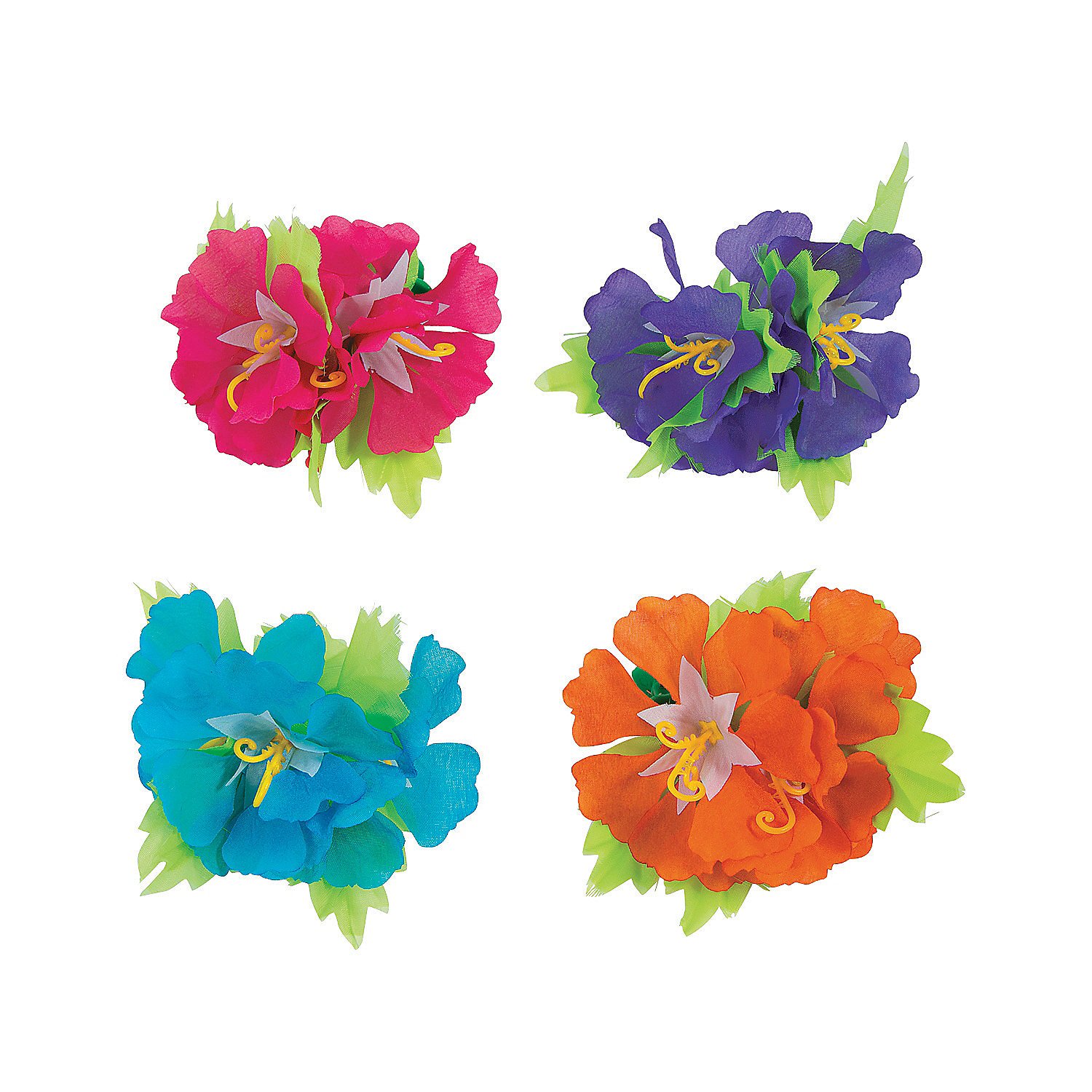 12pcs Hibiscus Hair Clips for Women & Girls - Fashion Accessories for Summer Outfits