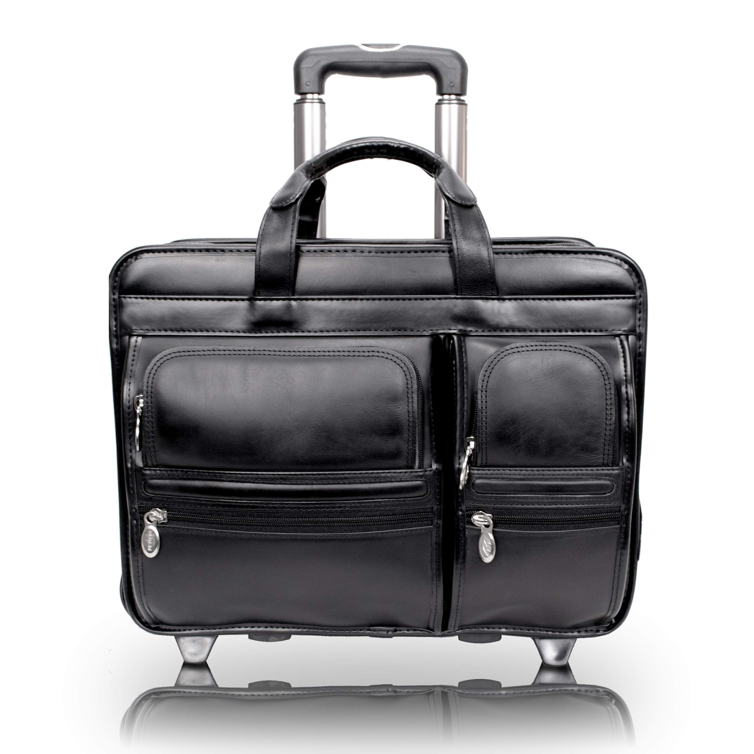 McKleinUSA Clinton 88445 Black 17 Inch Detachable-Wheeled Laptop Briefcase - Business Travel & Office Use - Durable Carry-On Case for Professionals